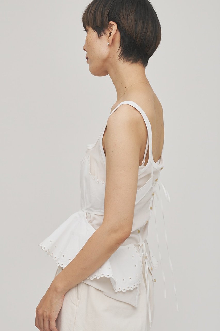 【ウィムガゼット/Whim Gazette】の【GEMINI】スカラップキャミソール 人気、トレンドファッション・服の通販 founy(ファニー) 　ファッション　Fashion　レディースファッション　Fashion for Women　トップス・カットソー　Cut & Sew Tops　キャミソール&ノースリーブ　Camisoles & Sleeveless Tops　シャツ・ブラウス・オフィスカジュアル　Elegant Blouses & Button-Ups　ロングTシャツ・Tシャツ　Longline T-Shirts & Tees　カットソー・ベーシックTシャツ　Cut-and-Sewn Tops / Stretch Tees & Basics　キャミソール　Camisole, Spaghetti Strap Top　スカラップ　Scallop, Scalloped Edge　タイプライター　Typewriter Fabric, Crisp Cotton　タンク　Tank Top, Sleeveless Top　ドット　Polka Dot, Dot Pattern　フランス　France, French　リネン　Linen, Linen Fabric　レース　Lace, Lace Fabric　ヴィンテージ　Vintage Style　other-2|ID: prp329100004914236 ipo3291000000036828175