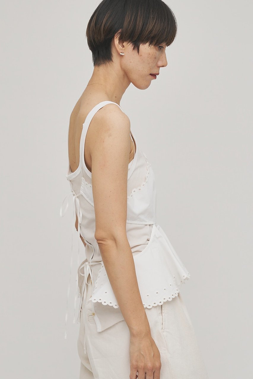 【ウィムガゼット/Whim Gazette】の【GEMINI】スカラップキャミソール 人気、トレンドファッション・服の通販 founy(ファニー) 　ファッション　Fashion　レディースファッション　Fashion for Women　トップス・カットソー　Cut & Sew Tops　キャミソール&ノースリーブ　Camisoles & Sleeveless Tops　シャツ・ブラウス・オフィスカジュアル　Elegant Blouses & Button-Ups　ロングTシャツ・Tシャツ　Longline T-Shirts & Tees　カットソー・ベーシックTシャツ　Cut-and-Sewn Tops / Stretch Tees & Basics　キャミソール　Camisole, Spaghetti Strap Top　スカラップ　Scallop, Scalloped Edge　タイプライター　Typewriter Fabric, Crisp Cotton　タンク　Tank Top, Sleeveless Top　ドット　Polka Dot, Dot Pattern　フランス　France, French　リネン　Linen, Linen Fabric　レース　Lace, Lace Fabric　ヴィンテージ　Vintage Style　other-4|ID: prp329100004914236 ipo3291000000036828177