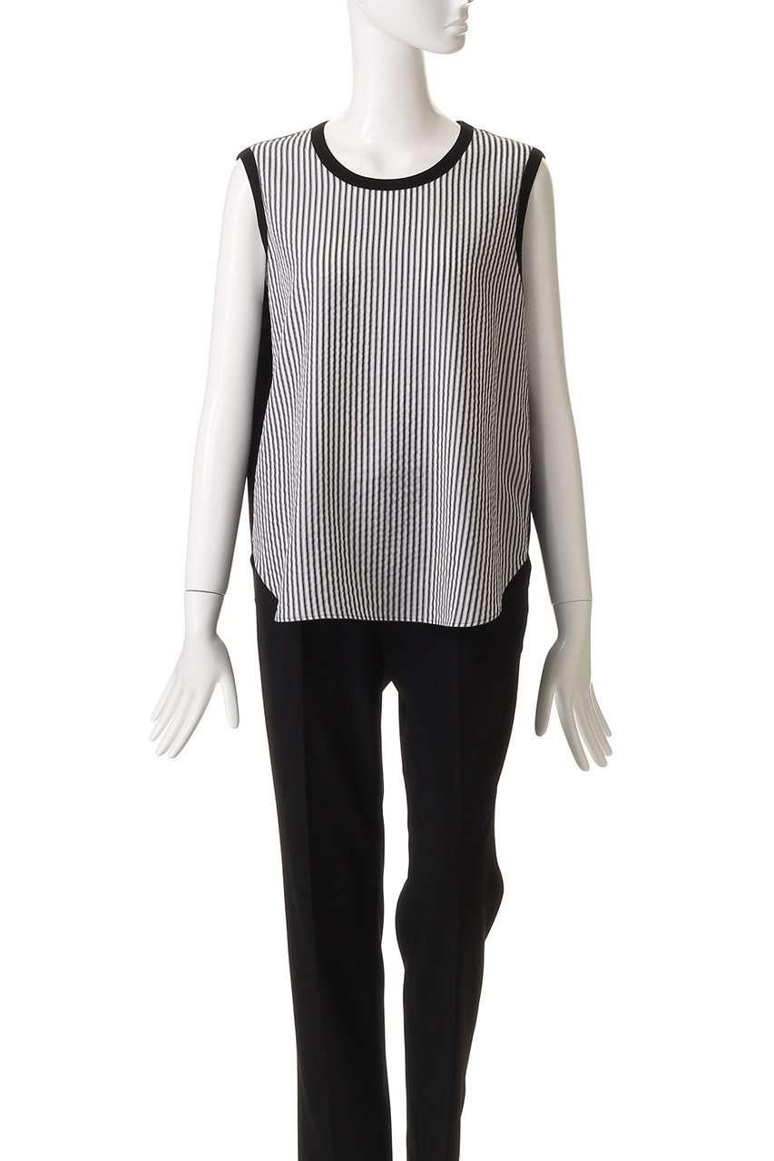 【プレインピープル/PLAIN PEOPLE】の超強撚天竺ストライプドッキングブラウス 人気、トレンドファッション・服の通販 founy(ファニー) 　ファッション　Fashion　レディースファッション　Fashion for Women　トップス・カットソー　Cut & Sew Tops　シャツ・ブラウス・オフィスカジュアル　Elegant Blouses & Button-Ups　ロングTシャツ・Tシャツ　Longline T-Shirts & Tees　カットソー・ベーシックTシャツ　Cut-and-Sewn Tops / Stretch Tees & Basics　ショート　Short, Short Length　ストライプ　Stripe, Striped Pattern　スリーブ　Sleeve, Long Sleeve / Short Sleeve　ドッキング　Docking, Mixed Material　フロント　Front, Front Design　無地　Plain, Solid Color　other-2|ID: prp329100004914529 ipo3291000000036832054