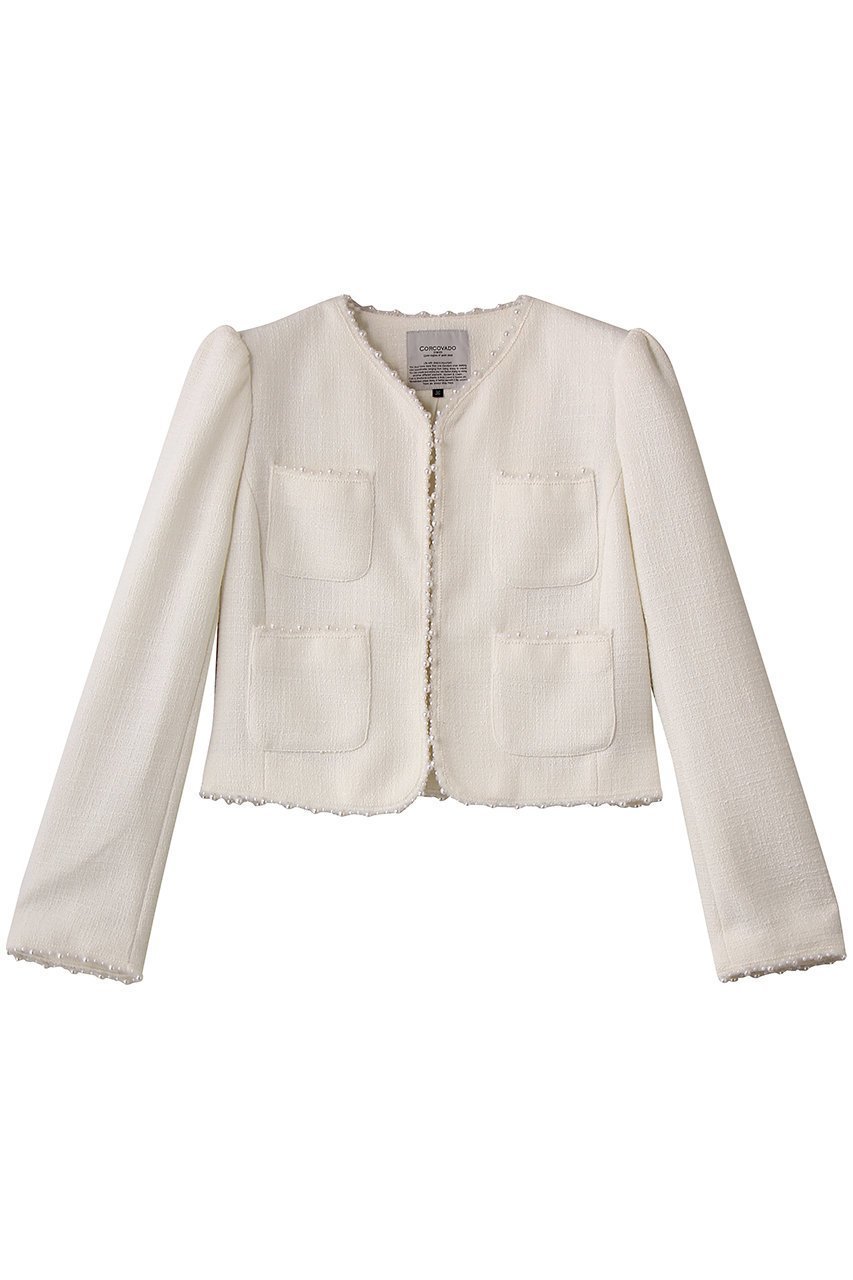 【コルコバード/CORCOVADO】のパールトリムツイードジャケット インテリア・キッズ・メンズ・レディースファッション・服の通販 founy(ファニー) ファッション Fashion レディースファッション Fashion for Women アウター Coat / Outerwear Collection レディースジャケット・軽アウター Jackets エレガント 上品 Elegant クラシカル Classical, Vintage-Inspired ジャケット Jacket, Outerwear ツイード Twill, Twill Weave パーティ Party, Party Style パール Pearl, Pearl Accent フォルム Silhouette, Form リュクス Luxury, Elegant, High-End, Chic ホワイト|ID: prp329100004914729 ipo3291000000036834375