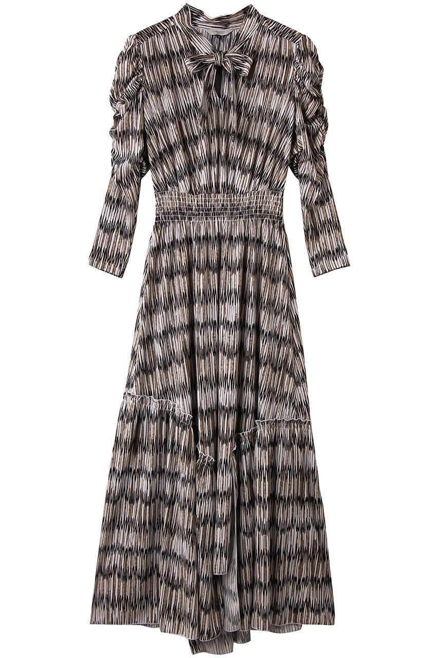 【コルコバード/CORCOVADO】のプリントボウタイリボンドレス インテリア・キッズ・メンズ・レディースファッション・服の通販 founy(ファニー) 　ファッション　Fashion　レディースファッション　Fashion for Women　ワンピース　Dresses　フォーマル・パーティードレス・結婚式用ドレス　Elegant & Casual Dresses　チュニック　Tunic Tops & Dresses　おすすめ　Recommended / Our Picks　ギャザー　Gathered, Ruffled　スリーブ　Sleeve, Long Sleeve / Short Sleeve　チュニック　Tunic, Long Top　ドレス　Dress, One-Piece　プリント　Print, Printed Pattern　マキシ　Maxi, Full Length　リボン　Ribbon, Bow　リュクス　Luxury, Elegant, High-End, Chic　ガーデン|ID: prp329100004914740 ipo3291000000036834458