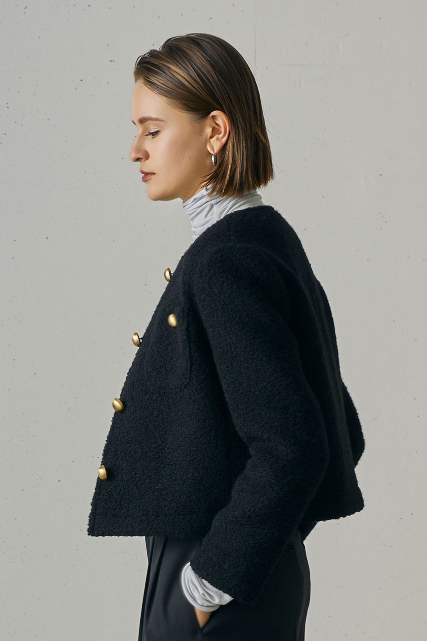 【ジェイドット/j.】のリングツイードノーカラージャケット 人気、トレンドファッション・服の通販 founy(ファニー) 　ファッション　Fashion　レディースファッション　Fashion for Women　アウター　Coat / Outerwear Collection　レディースジャケット・軽アウター　Jackets　ノーカラージャケット / シンプル上品コーデ　Collarless Jackets　オケージョン　Occasion Wear　ショート　Short, Short Length　ジャケット　Jacket, Outerwear　センター　Center, Center Line　ツイード　Twill, Twill Weave　リュクス　Luxury, Elegant, High-End, Chic　レース　Lace, Lace Fabric　other-8|ID: prp329100004914753 ipo3291000000036834631