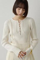 【ウィムガゼット/Whim Gazette】のRAW SILKレースアッププルオーバー 人気、トレンドファッション・服の通販 founy(ファニー) ファッション Fashion レディースファッション Fashion for Women トップス・カットソー Cut & Sew Tops ニット Knit Tops & Sweaters カジュアルプルオーバー・ニットトップス Pullovers & Knit Tops / Casual Pullovers インナー Innerwear ジャケット Jacket, Outerwear センター Center, Center Line ネップ Nepp, Slub Yarn フロント Front, Front Design レース Lace, Lace Fabric |ID:prp329100004914755