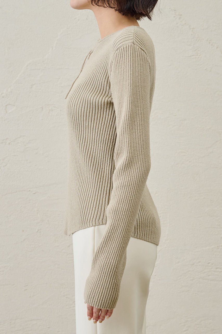 【ウィムガゼット/Whim Gazette】のRAW SILKレースアッププルオーバー 人気、トレンドファッション・服の通販 founy(ファニー) 　ファッション　Fashion　レディースファッション　Fashion for Women　トップス・カットソー　Cut & Sew Tops　ニット　Knit Tops & Sweaters　カジュアルプルオーバー・ニットトップス　Pullovers & Knit Tops / Casual Pullovers　インナー　Innerwear　ジャケット　Jacket, Outerwear　センター　Center, Center Line　ネップ　Nepp, Slub Yarn　フロント　Front, Front Design　レース　Lace, Lace Fabric　other-8|ID: prp329100004914755 ipo3291000000036834682