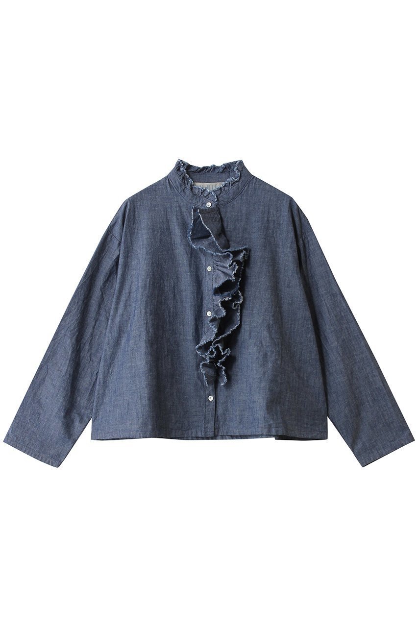 【ミディウミ/MidiUmi】のdungarees ruffle shirt シャツ インテリア・キッズ・メンズ・レディースファッション・服の通販 founy(ファニー) ファッション Fashion レディースファッション Fashion for Women トップス・カットソー Cut & Sew Tops シャツ・ブラウス・オフィスカジュアル Elegant Blouses & Button-Ups おすすめ Recommended / Our Picks ショート Short, Short Length スリーブ Sleeve, Long Sleeve / Short Sleeve ダンガリー Dungaree, Chambray デニム Denim, Jeans Material バランス Balance, Style Balance フロント Front, Front Design ミリタリー Military, Army Style ロング Long, Long-Length ワイド Wide, Wide Fit navy|ID: prp329100004914788 ipo3291000000036835495