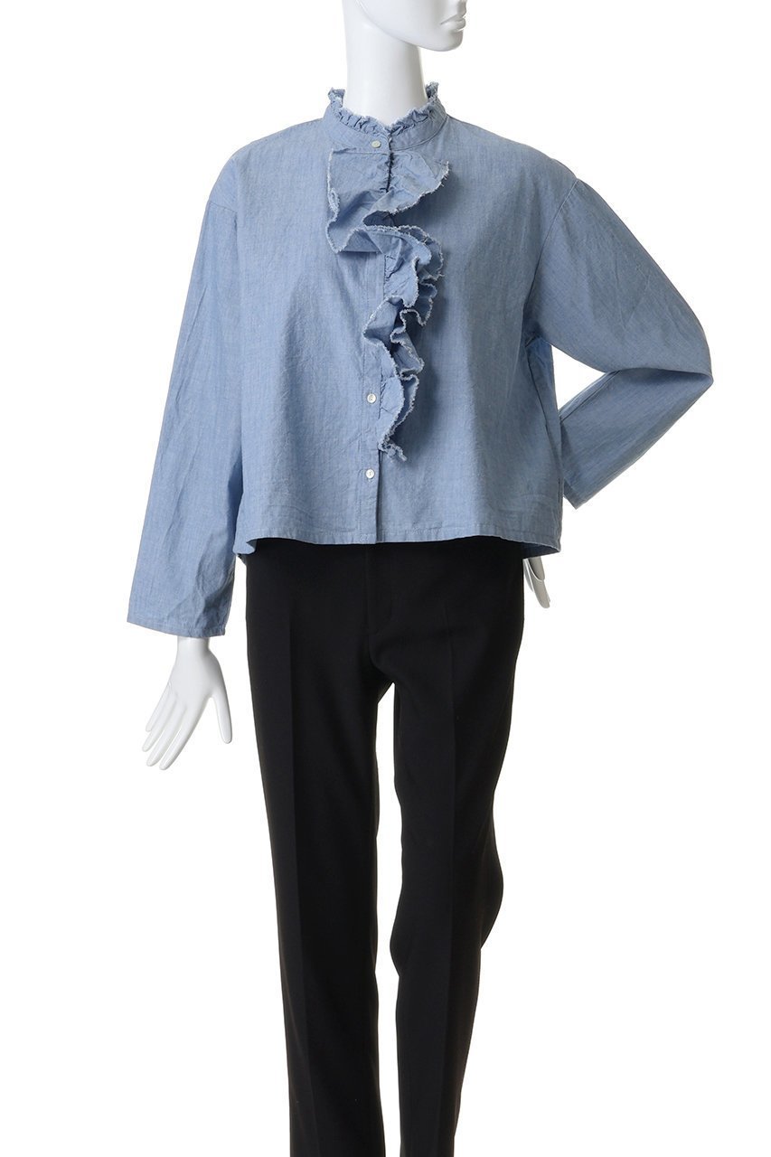【ミディウミ/MidiUmi】のdungarees ruffle shirt シャツ 人気、トレンドファッション・服の通販 founy(ファニー) ファッション Fashion レディースファッション Fashion for Women トップス・カットソー Cut & Sew Tops シャツ・ブラウス・オフィスカジュアル Elegant Blouses & Button-Ups おすすめ Recommended / Our Picks ショート Short, Short Length スリーブ Sleeve, Long Sleeve / Short Sleeve ダンガリー Dungaree, Chambray デニム Denim, Jeans Material バランス Balance, Style Balance フロント Front, Front Design ミリタリー Military, Army Style ロング Long, Long-Length ワイド Wide, Wide Fit other-2|ID: prp329100004914788 ipo3291000000036835497