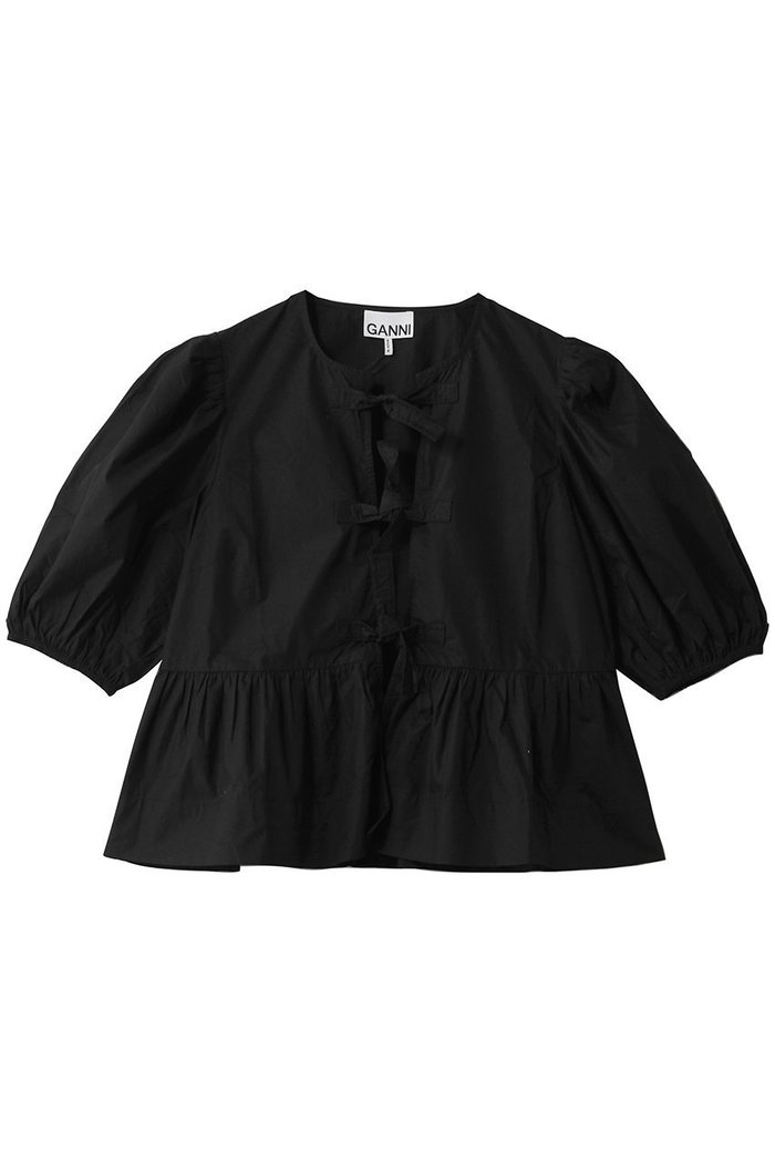 【ガニー/GANNI】のCotton Poplin ペプラム ブラウス インテリア・キッズ・メンズ・レディースファッション・服の通販 founy(ファウニー) https://founy.com/ ファッション Fashion レディースファッション Fashion for Women トップス・カットソー Cut & Sew Tops シャツ・ブラウス・オフィスカジュアル Elegant Blouses & Button-Ups ショート Short, Short Length スリーブ Sleeve, Long Sleeve / Short Sleeve フロント Front, Front Design ペプラム Peplum, Flared Hem ボトム Bottoms, Lower Wear リボン Ribbon, Bow 再入荷 Restock / Back in Stock |ID: prp329100004914880 ipo3291000000036836640