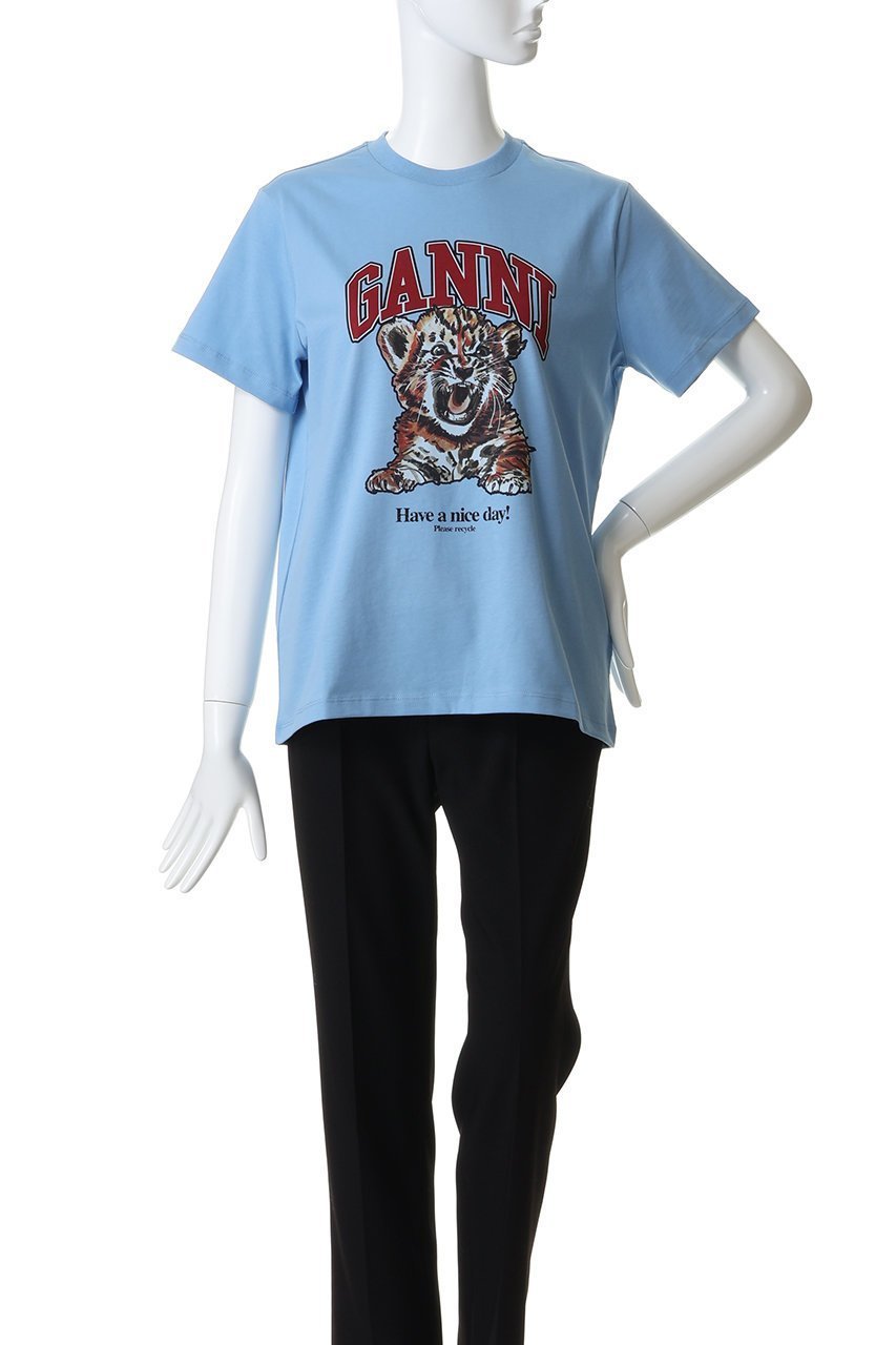 【ガニー/GANNI】のBasic Jersey Tiger Relaxed Tシャツ 人気、トレンドファッション・服の通販 founy(ファニー) 　ファッション　Fashion　レディースファッション　Fashion for Women　トップス・カットソー　Cut & Sew Tops　シャツ・ブラウス・オフィスカジュアル　Elegant Blouses & Button-Ups　ロングTシャツ・Tシャツ　Longline T-Shirts & Tees　カットソー・ベーシックTシャツ　Cut-and-Sewn Tops / Stretch Tees & Basics　イラスト　Illustration　ショート　Short, Short Length　スリーブ　Sleeve, Long Sleeve / Short Sleeve　プリント　Print, Printed Pattern　モチーフ　Motif, Design Theme　other-2|ID: prp329100004914884 ipo3291000000036836680