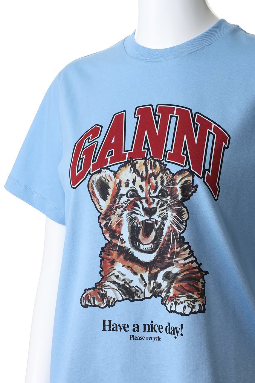 【ガニー/GANNI】のBasic Jersey Tiger Relaxed Tシャツ 人気、トレンドファッション・服の通販 founy(ファニー) 　ファッション　Fashion　レディースファッション　Fashion for Women　トップス・カットソー　Cut & Sew Tops　シャツ・ブラウス・オフィスカジュアル　Elegant Blouses & Button-Ups　ロングTシャツ・Tシャツ　Longline T-Shirts & Tees　カットソー・ベーシックTシャツ　Cut-and-Sewn Tops / Stretch Tees & Basics　イラスト　Illustration　ショート　Short, Short Length　スリーブ　Sleeve, Long Sleeve / Short Sleeve　プリント　Print, Printed Pattern　モチーフ　Motif, Design Theme　other-5|ID: prp329100004914884 ipo3291000000036836686