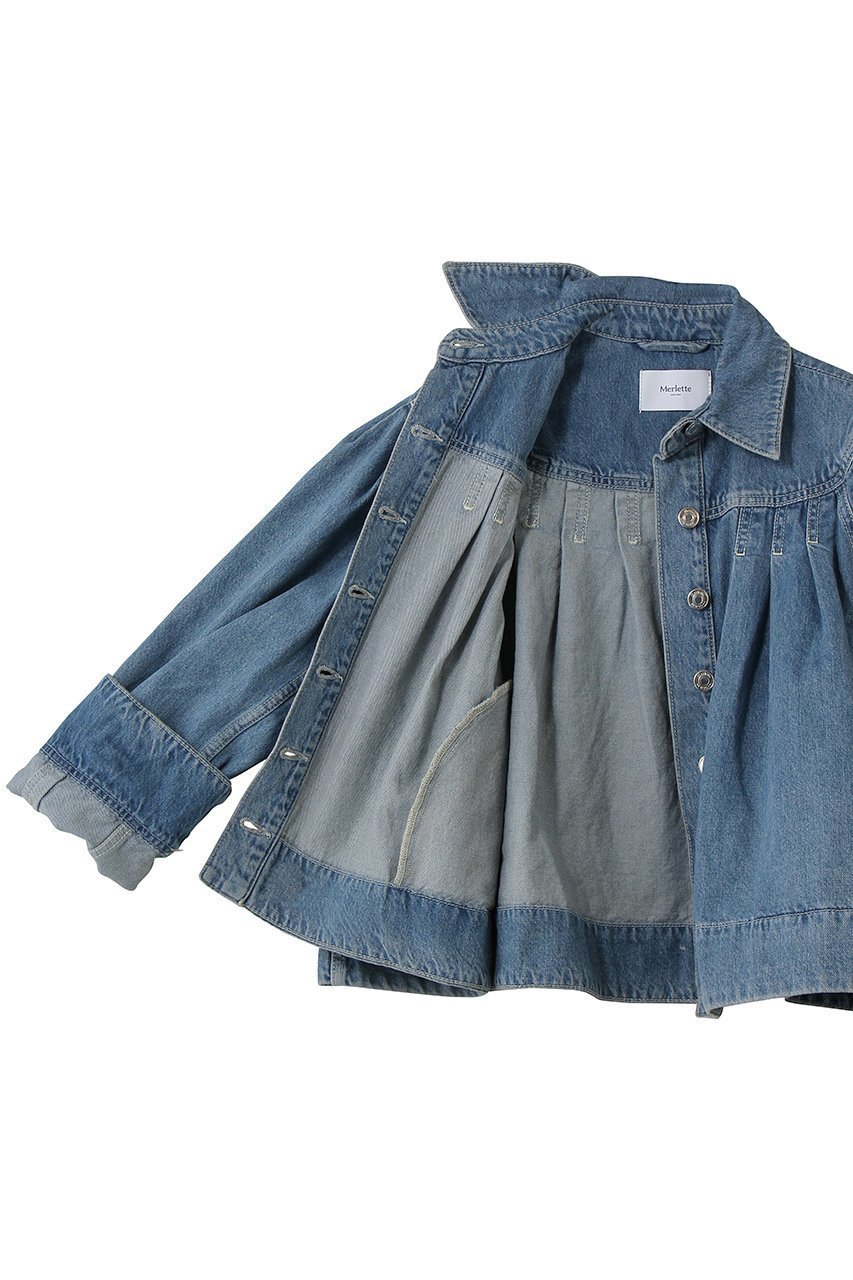 【マーレット/MERLETTE】のEASTON プリーツデニムジャケット 人気、トレンドファッション・服の通販 founy(ファニー) 　ファッション　Fashion　レディースファッション　Fashion for Women　アウター　Coat / Outerwear Collection　レディースジャケット・軽アウター　Jackets　デニムジャケット / カジュアルアウター　Denim Jackets　ショート　Short, Short Length　ジャケット　Jacket, Outerwear　デニム　Denim, Jeans Material　バランス　Balance, Style Balance　フォルム　Silhouette, Form　フロント　Front, Front Design　プリーツ　Pleats, Pleated　ボトム　Bottoms, Lower Wear　モダン　Modern, Contemporary　定番　Standard, Basic Item　other-6|ID: prp329100004914936 ipo3291000000036837358