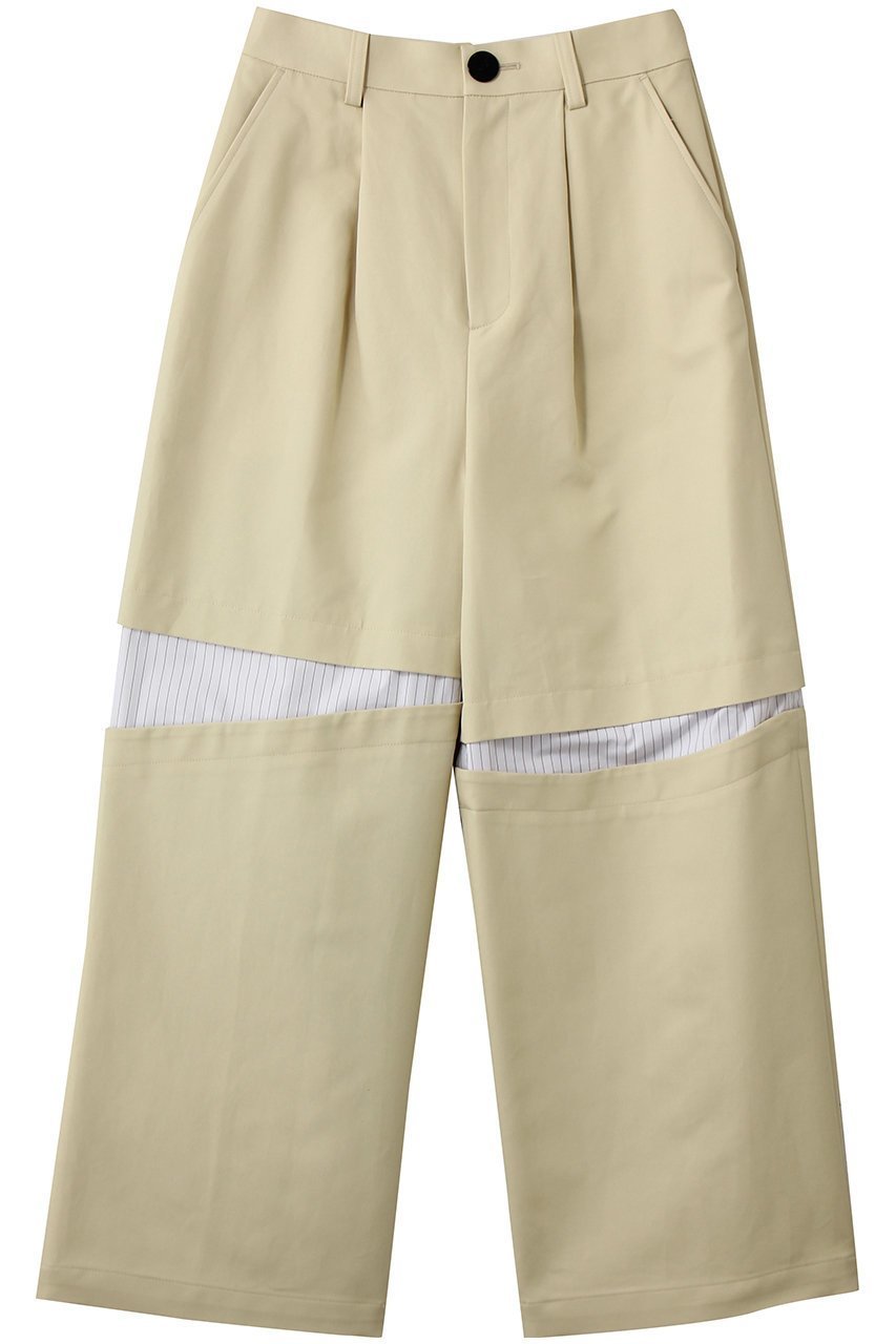 【ナゴンスタンス/nagonstans】のslit trousers インテリア・キッズ・メンズ・レディースファッション・服の通販 founy(ファニー) 　ファッション　Fashion　レディースファッション　Fashion for Women　パンツ　Pants & Trousers　アシンメトリー　Asymmetrical Style　シンプル　Simple, Minimal　ストレート　Straight, Straight Cut　スリット　Slit, Slit Detail　ワイド　Wide, Wide Fit　切替　Switching, Contrast Panel　Sand|ID: prp329100004915046 ipo3291000000036838988