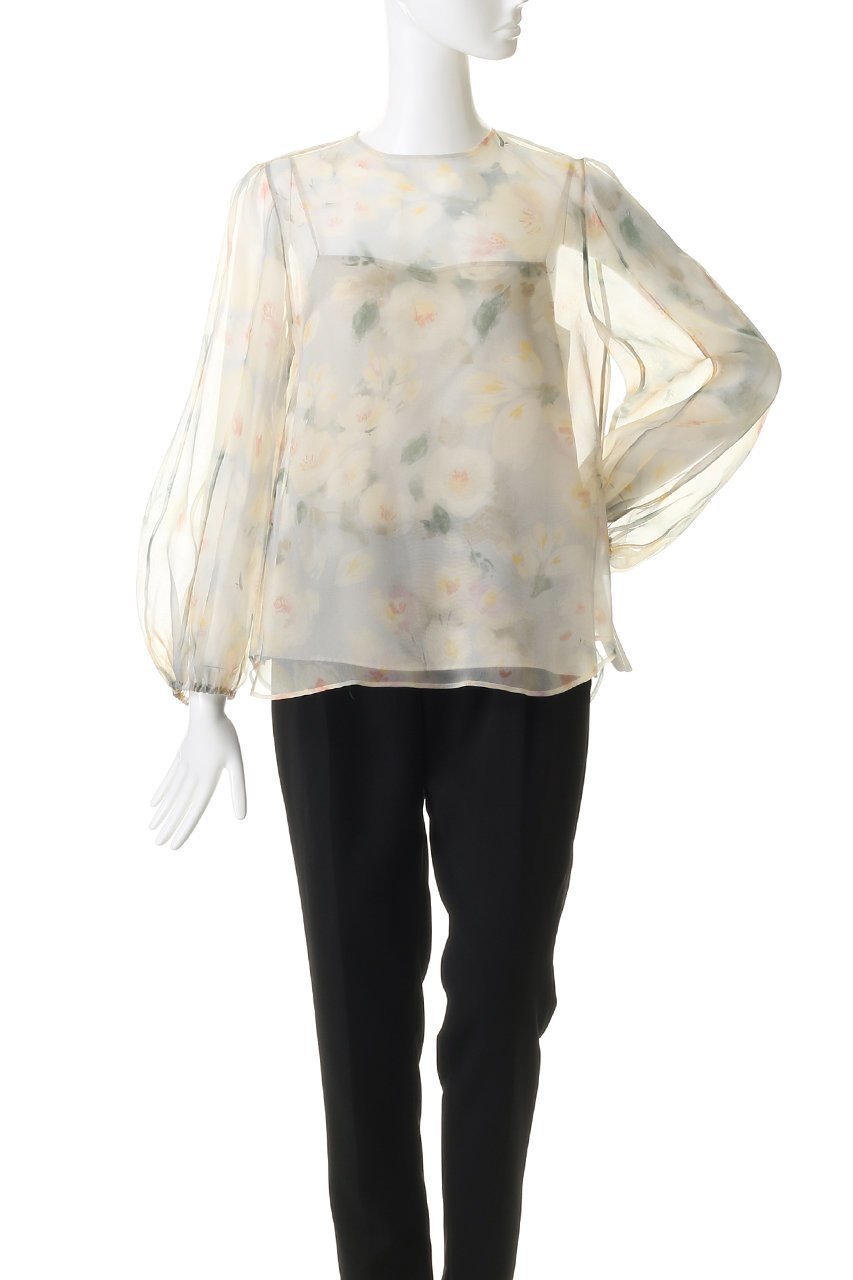 【エブール/ebure】のフラワープリントオーガンジー プルオーバーブラウス 人気、トレンドファッション・服の通販 founy(ファニー) 　ファッション　Fashion　レディースファッション　Fashion for Women　トップス・カットソー　Cut & Sew Tops　シャツ・ブラウス・オフィスカジュアル　Elegant Blouses & Button-Ups　カジュアルプルオーバー・ニットトップス　Pullovers & Knit Tops / Casual Pullovers　花柄・フラワープリント・モチーフ　Floral Prints & Motifs / Flower Pattern Tops　オーガンジー　Organza Fabric　シルク　Silk, 100% Silk　シンプル　Simple, Minimal　スリーブ　Sleeve, Long Sleeve / Short Sleeve　フィット　Fit, Slim Fit　フラット　Flat, Flat Shoes　フラワー　Flower, Floral　プリント　Print, Printed Pattern　モチーフ　Motif, Design Theme　ロング　Long, Long-Length　エレガント 上品　Elegant　other-2|ID: prp329100004915054 ipo3291000000036839102