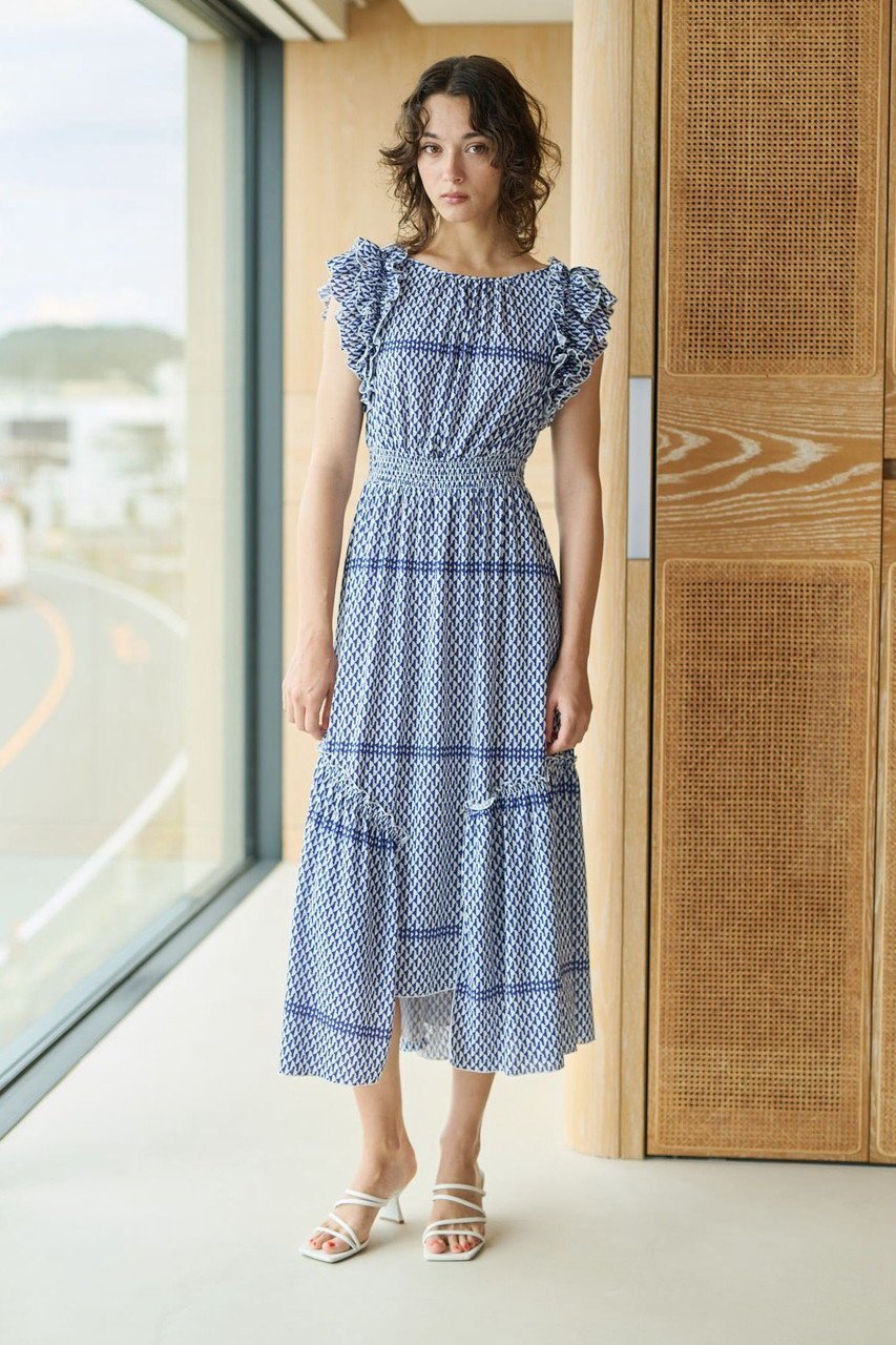 【コルコバード/CORCOVADO】のジャージーラッフルショルダードレス 人気、トレンドファッション・服の通販 founy(ファニー) 　ファッション　Fashion　レディースファッション　Fashion for Women　ワンピース　Dresses　フォーマル・パーティードレス・結婚式用ドレス　Elegant & Casual Dresses　チュニック　Tunic Tops & Dresses　おすすめ　Recommended / Our Picks　アシンメトリー　Asymmetrical Style　イレギュラー　Irregular Design　チュニック　Tunic, Long Top　パーティ　Party, Party Style　フィット　Fit, Slim Fit　フェミニン　Feminine, Girly　フレア　Flare, Flared　プリント　Print, Printed Pattern　リゾート　Resort, Vacation Style　夏　Summer　春　Spring　S/S・春夏　SS, Spring/Summer, Warm Season　other-6|ID: prp329100004915091 ipo3291000000036839466