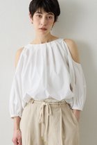 【ウィムガゼット/Whim Gazette】の【THE PAUSE】オープンショルダーブラウス 人気、トレンドファッション・服の通販 founy(ファニー) ファッション Fashion レディースファッション Fashion for Women トップス・カットソー Cut & Sew Tops シャツ・ブラウス・オフィスカジュアル Elegant Blouses & Button-Ups おすすめ Recommended / Our Picks ギャザー Gathered, Ruffled スリーブ Sleeve, Long Sleeve / Short Sleeve タイプライター Typewriter Fabric, Crisp Cotton フォルム Silhouette, Form ロング Long, Long-Length thumbnail オフホワイト|ID: prp329100004915166 ipo3291000000036840140