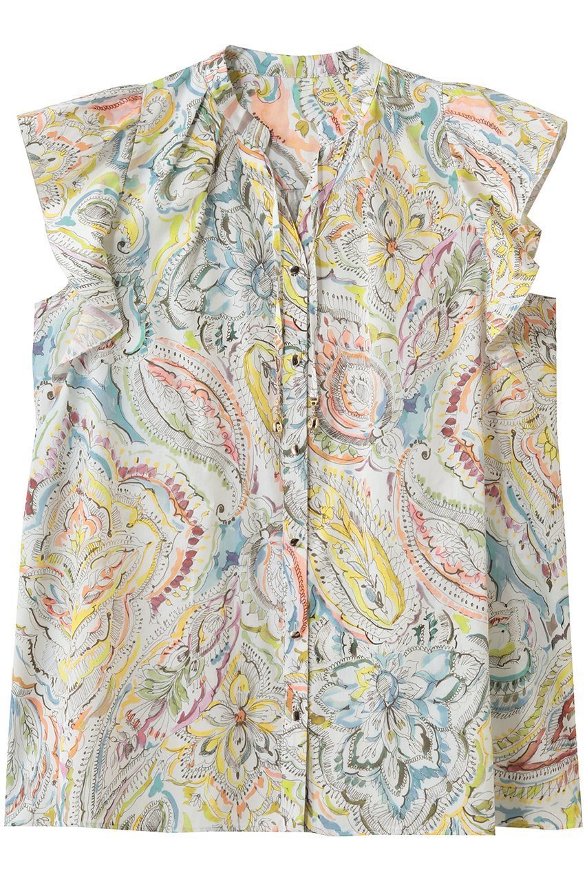 【アナイ/ANAYI】のペイントペイズリープリントフレア ブラウス インテリア・キッズ・メンズ・レディースファッション・服の通販 founy(ファニー) ファッション Fashion レディースファッション Fashion for Women トップス・カットソー Cut & Sew Tops シャツ・ブラウス・オフィスカジュアル Elegant Blouses & Button-Ups ショート Short, Short Length スキッパー Skipper, Open Collar スリーブ Sleeve, Long Sleeve / Short Sleeve チャーム Charm, Pendant フォルム Silhouette, Form プリント Print, Printed Pattern ペイズリー Paisley, Ethnic Pattern メタル Metal, Metal Parts リボン Ribbon, Bow 再入荷 Restock / Back in Stock 夏 Summer マルチカラー|ID: prp329100004915239 ipo3291000000036840898