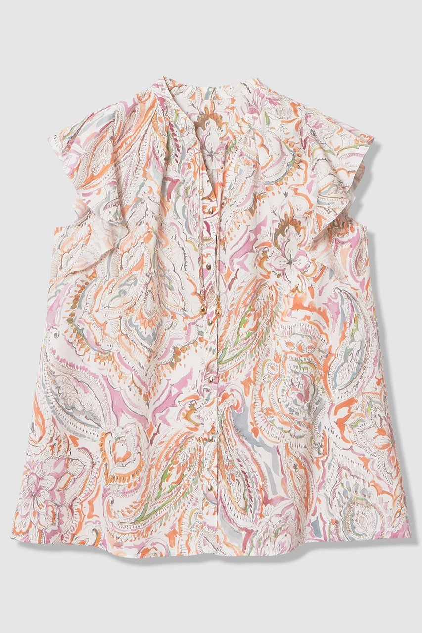 【アナイ/ANAYI】のペイントペイズリープリントフレア ブラウス インテリア・キッズ・メンズ・レディースファッション・服の通販 founy(ファニー) ファッション Fashion レディースファッション Fashion for Women トップス・カットソー Cut & Sew Tops シャツ・ブラウス・オフィスカジュアル Elegant Blouses & Button-Ups ショート Short, Short Length スキッパー Skipper, Open Collar スリーブ Sleeve, Long Sleeve / Short Sleeve チャーム Charm, Pendant フォルム Silhouette, Form プリント Print, Printed Pattern ペイズリー Paisley, Ethnic Pattern メタル Metal, Metal Parts リボン Ribbon, Bow 再入荷 Restock / Back in Stock 夏 Summer ピンク|ID: prp329100004915239 ipo3291000000036840900