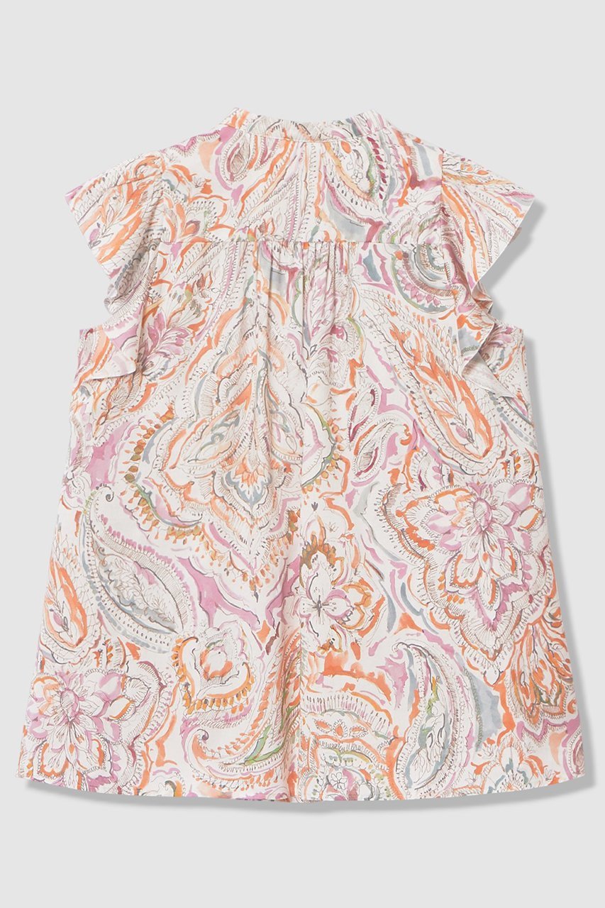 【アナイ/ANAYI】のペイントペイズリープリントフレア ブラウス 人気、トレンドファッション・服の通販 founy(ファニー) ファッション Fashion レディースファッション Fashion for Women トップス・カットソー Cut & Sew Tops シャツ・ブラウス・オフィスカジュアル Elegant Blouses & Button-Ups ショート Short, Short Length スキッパー Skipper, Open Collar スリーブ Sleeve, Long Sleeve / Short Sleeve チャーム Charm, Pendant フォルム Silhouette, Form プリント Print, Printed Pattern ペイズリー Paisley, Ethnic Pattern メタル Metal, Metal Parts リボン Ribbon, Bow 再入荷 Restock / Back in Stock 夏 Summer other-2|ID: prp329100004915239 ipo3291000000036840903