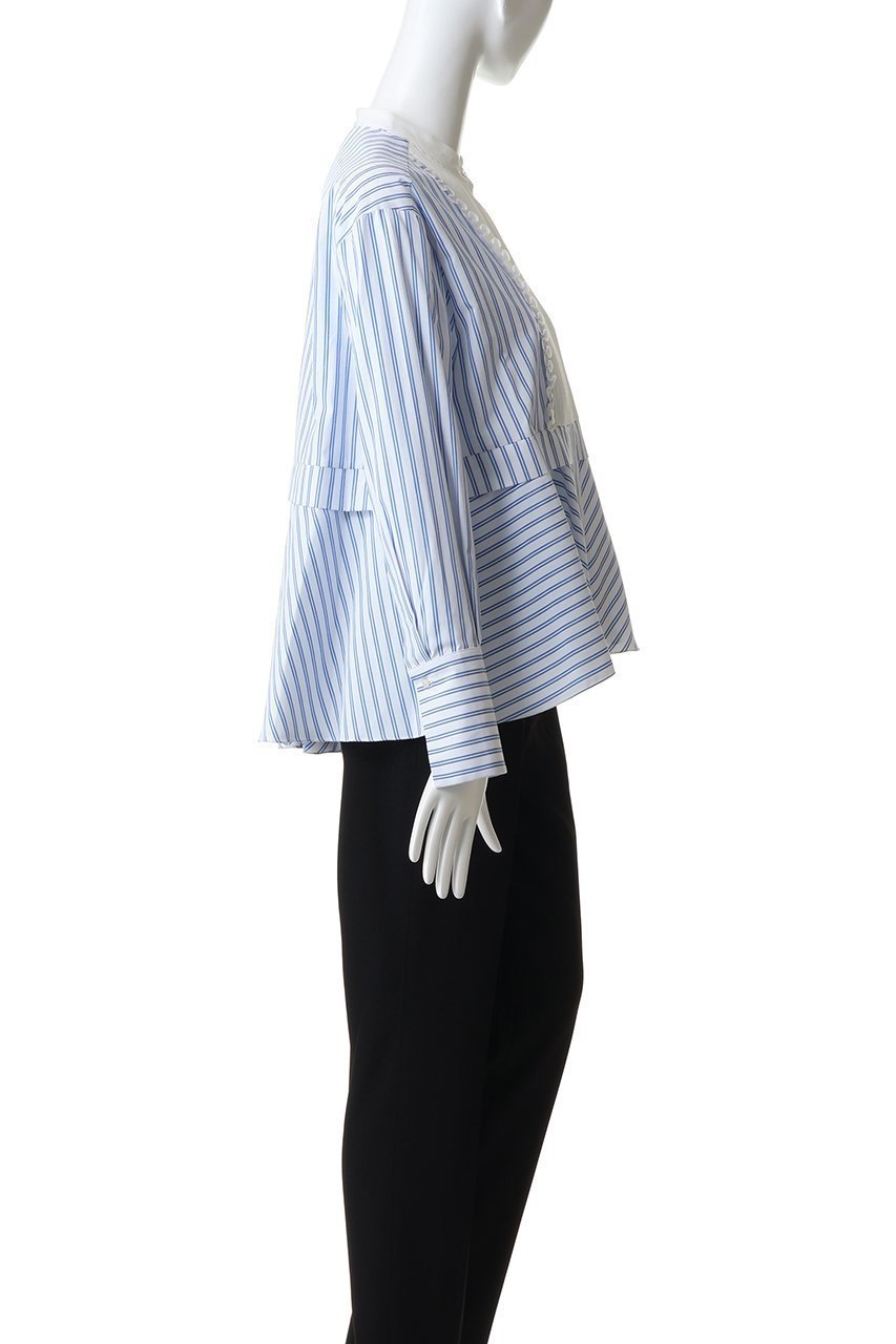 【ティアラ/Tiara】の《別注》【MARILYN MOON】フロントフリルブラウス 人気、トレンドファッション・服の通販 founy(ファニー) ファッション Fashion レディースファッション Fashion for Women トップス・カットソー Cut & Sew Tops シャツ・ブラウス・オフィスカジュアル Elegant Blouses & Button-Ups ストライプ Stripe, Striped Pattern スリーブ Sleeve, Long Sleeve / Short Sleeve デニム Denim, Jeans Material フリル Frill, Ruffle ペプラム Peplum, Flared Hem ロング Long, Long-Length 別注 Limited Edition, Custom Order other-3|ID: prp329100004915250 ipo3291000000036841012