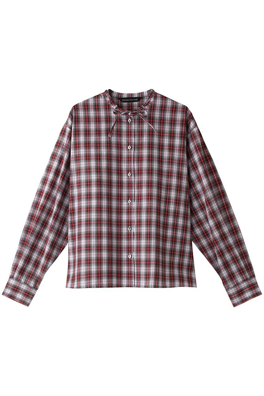【ミズイロ インド/mizuiro ind】のcheck ribbon tie shirt シャツ インテリア・キッズ・メンズ・レディースファッション・服の通販 founy(ファニー) 　ファッション　Fashion　レディースファッション　Fashion for Women　トップス・カットソー　Cut & Sew Tops　シャツ・ブラウス・オフィスカジュアル　Elegant Blouses & Button-Ups　コンパクト　Compact, Small Size　スリーブ　Sleeve, Long Sleeve / Short Sleeve　チェック　Check, Plaid, Tartan　リボン　Ribbon, Bow　ロング　Long, Long-Length　off white|ID: prp329100004915288 ipo3291000000036841348