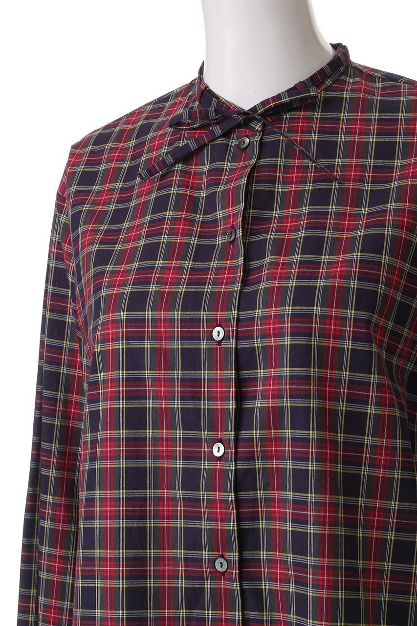 【ミズイロ インド/mizuiro ind】のcheck ribbon tie shirt シャツ 人気、トレンドファッション・服の通販 founy(ファニー) 　ファッション　Fashion　レディースファッション　Fashion for Women　トップス・カットソー　Cut & Sew Tops　シャツ・ブラウス・オフィスカジュアル　Elegant Blouses & Button-Ups　コンパクト　Compact, Small Size　スリーブ　Sleeve, Long Sleeve / Short Sleeve　チェック　Check, Plaid, Tartan　リボン　Ribbon, Bow　ロング　Long, Long-Length　other-5|ID: prp329100004915288 ipo3291000000036841359