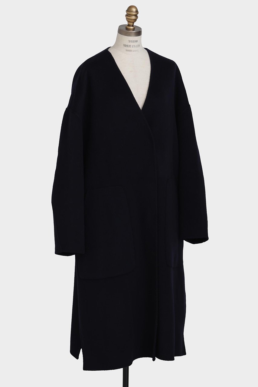 【ヒューエルミュージアム/hueLe Museum】の【hLM】ウールリバーコート インテリア・キッズ・メンズ・レディースファッション・服の通販 founy(ファニー) ファッション Fashion レディースファッション Fashion for Women アウター Coat / Outerwear Collection コート・ロングコート・ピーコート Long Coats, Peacoats & More なめらか Smooth, Silky Texture シンプル Simple, Minimal フォルム Silhouette, Form ロング Long, Long-Length ネイビー|ID: prp329100004915469 ipo3291000000036843269