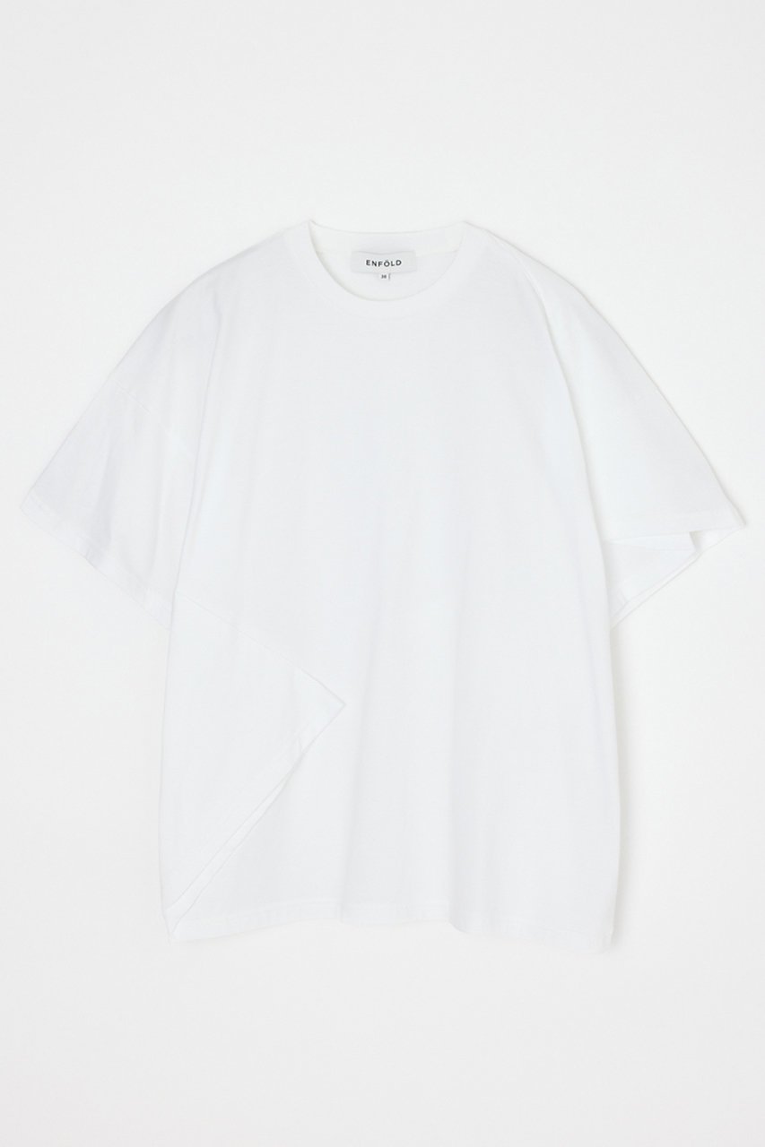 【エンフォルド/ENFOLD】のFOLDED BODY T-SHIRT インテリア・キッズ・メンズ・レディースファッション・服の通販 founy(ファニー) ファッション Fashion レディースファッション Fashion for Women トップス・カットソー Cut & Sew Tops シャツ・ブラウス・オフィスカジュアル Elegant Blouses & Button-Ups ロングTシャツ・Tシャツ Longline T-Shirts & Tees カットソー・ベーシックTシャツ Cut-and-Sewn Tops / Stretch Tees & Basics ショート Short, Short Length シンプル Simple, Minimal スリット Slit, Slit Detail スリーブ Sleeve, Long Sleeve / Short Sleeve パターン Pattern, Design Print 再入荷 Restock / Back in Stock ホワイト|ID: prp329100004915537 ipo3291000000036844043