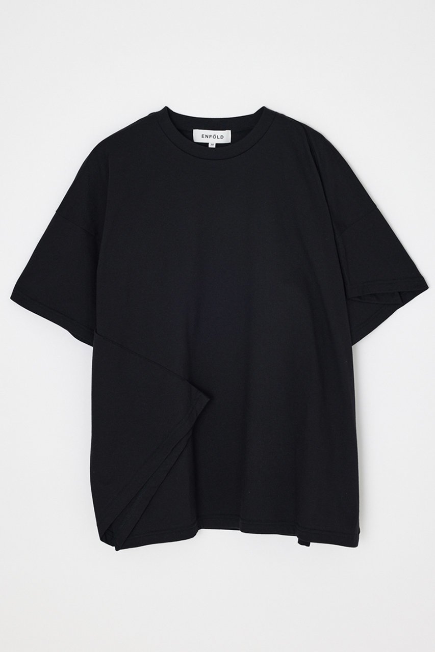 【エンフォルド/ENFOLD】のFOLDED BODY T-SHIRT インテリア・キッズ・メンズ・レディースファッション・服の通販 founy(ファニー) ファッション Fashion レディースファッション Fashion for Women トップス・カットソー Cut & Sew Tops シャツ・ブラウス・オフィスカジュアル Elegant Blouses & Button-Ups ロングTシャツ・Tシャツ Longline T-Shirts & Tees カットソー・ベーシックTシャツ Cut-and-Sewn Tops / Stretch Tees & Basics ショート Short, Short Length シンプル Simple, Minimal スリット Slit, Slit Detail スリーブ Sleeve, Long Sleeve / Short Sleeve パターン Pattern, Design Print 再入荷 Restock / Back in Stock ブラック|ID: prp329100004915537 ipo3291000000036844045