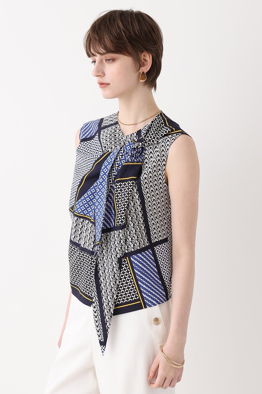 【アルアバイル/allureville】のジオメトリックプリントパッチブラウス 人気、トレンドファッション・服の通販 founy(ファニー) 　ファッション　Fashion　レディースファッション　Fashion for Women　トップス・カットソー　Cut & Sew Tops　キャミソール&ノースリーブ　Camisoles & Sleeveless Tops　シャツ・ブラウス・オフィスカジュアル　Elegant Blouses & Button-Ups　ノースリーブ　Sleeveless, No-Sleeve　新作・新入荷　New Arrivals / New In　other-3|ID: prp329100004915602 ipo3291000000036844612