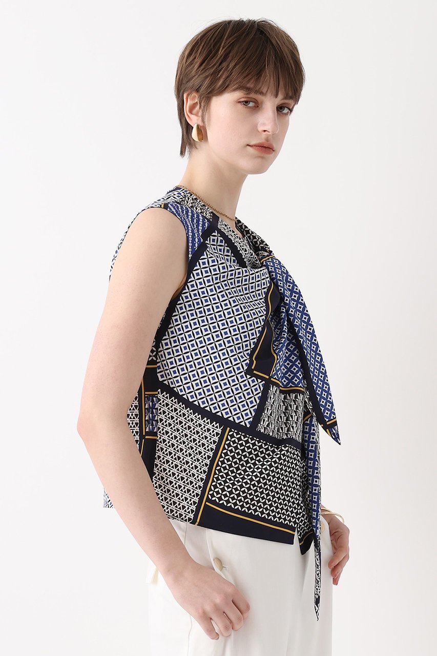 【アルアバイル/allureville】のジオメトリックプリントパッチブラウス 人気、トレンドファッション・服の通販 founy(ファニー) 　ファッション　Fashion　レディースファッション　Fashion for Women　トップス・カットソー　Cut & Sew Tops　キャミソール&ノースリーブ　Camisoles & Sleeveless Tops　シャツ・ブラウス・オフィスカジュアル　Elegant Blouses & Button-Ups　ノースリーブ　Sleeveless, No-Sleeve　新作・新入荷　New Arrivals / New In　other-4|ID: prp329100004915602 ipo3291000000036844614