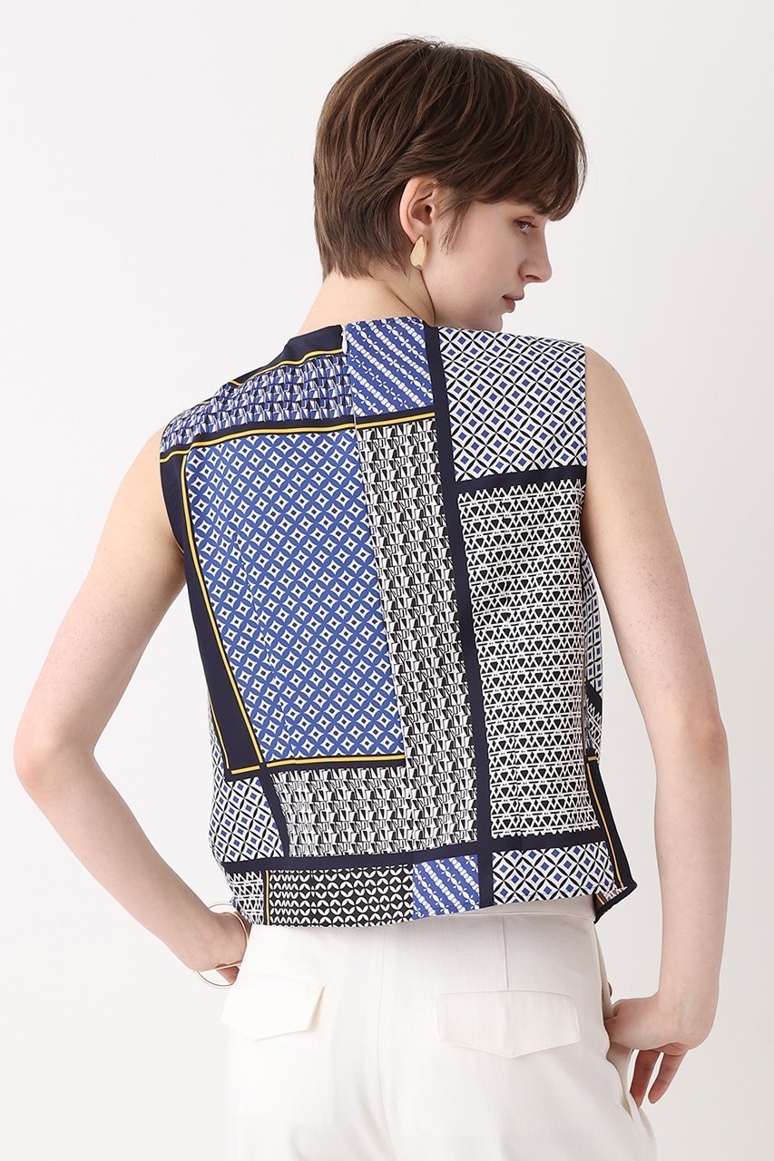 【アルアバイル/allureville】のジオメトリックプリントパッチブラウス 人気、トレンドファッション・服の通販 founy(ファニー) 　ファッション　Fashion　レディースファッション　Fashion for Women　トップス・カットソー　Cut & Sew Tops　キャミソール&ノースリーブ　Camisoles & Sleeveless Tops　シャツ・ブラウス・オフィスカジュアル　Elegant Blouses & Button-Ups　ノースリーブ　Sleeveless, No-Sleeve　新作・新入荷　New Arrivals / New In　other-5|ID: prp329100004915602 ipo3291000000036844616