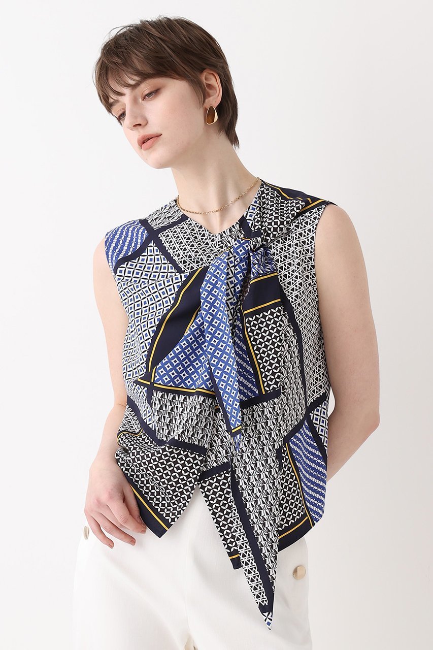 【アルアバイル/allureville】のジオメトリックプリントパッチブラウス 人気、トレンドファッション・服の通販 founy(ファニー) 　ファッション　Fashion　レディースファッション　Fashion for Women　トップス・カットソー　Cut & Sew Tops　キャミソール&ノースリーブ　Camisoles & Sleeveless Tops　シャツ・ブラウス・オフィスカジュアル　Elegant Blouses & Button-Ups　ノースリーブ　Sleeveless, No-Sleeve　新作・新入荷　New Arrivals / New In　other-6|ID: prp329100004915602 ipo3291000000036844618