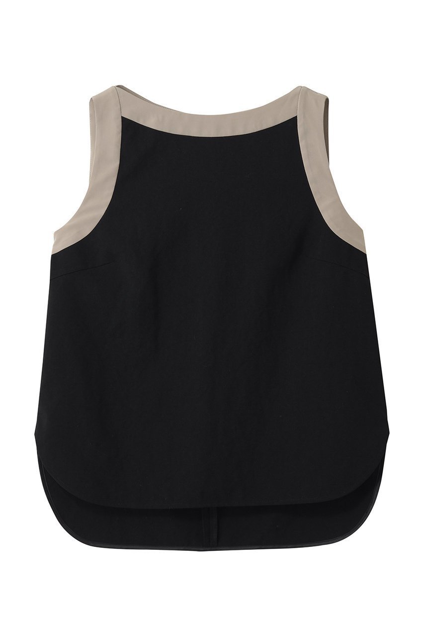 【ティアラ/Tiara】のバイカラーノースリーブブラウス(セットアップ可) インテリア・キッズ・メンズ・レディースファッション・服の通販 founy(ファニー) 　ファッション　Fashion　レディースファッション　Fashion for Women　トップス・カットソー　Cut & Sew Tops　キャミソール&ノースリーブ　Camisoles & Sleeveless Tops　シャツ・ブラウス・オフィスカジュアル　Elegant Blouses & Button-Ups　インナー　Innerwear　ジャケット　Jacket, Outerwear　セットアップ　Set-Up, Coordinated Outfit　ノースリーブ　Sleeveless, No-Sleeve　リネン　Linen, Linen Fabric　新作・新入荷　New Arrivals / New In　ブラック|ID: prp329100004915607 ipo3291000000036844653