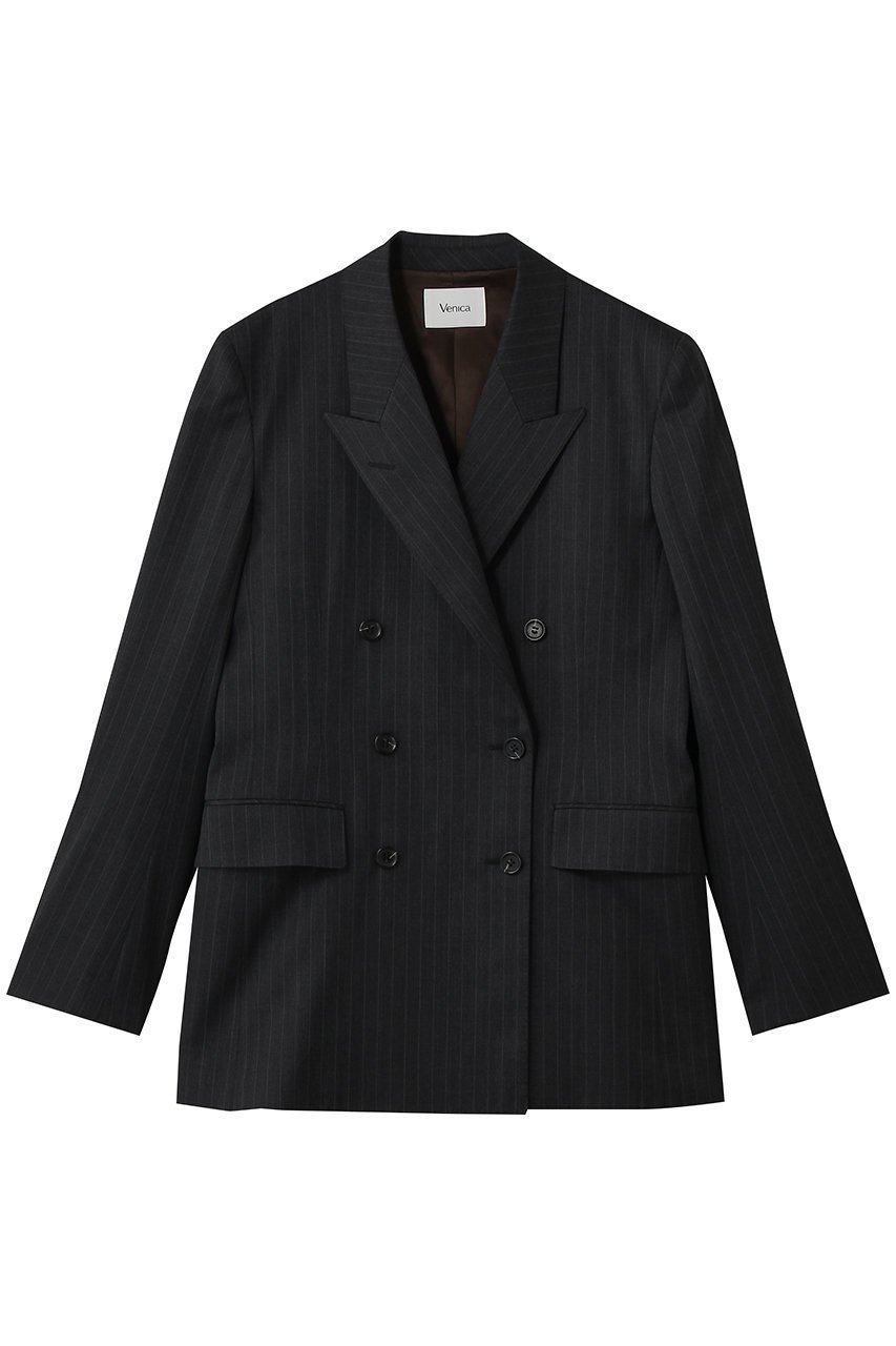 【ヴェニカ/Venica】のstripe tailored double jacket インテリア・キッズ・メンズ・レディースファッション・服の通販 founy(ファニー) 　ファッション　Fashion　レディースファッション　Fashion for Women　アウター　Coat / Outerwear Collection　レディースジャケット・軽アウター　Jackets　なめらか　Smooth, Silky Texture　ジャケット　Jacket, Outerwear　ストライプ　Stripe, Striped Pattern　新作・新入荷　New Arrivals / New In　STRIPE|ID: prp329100004915610 ipo3291000000036844668