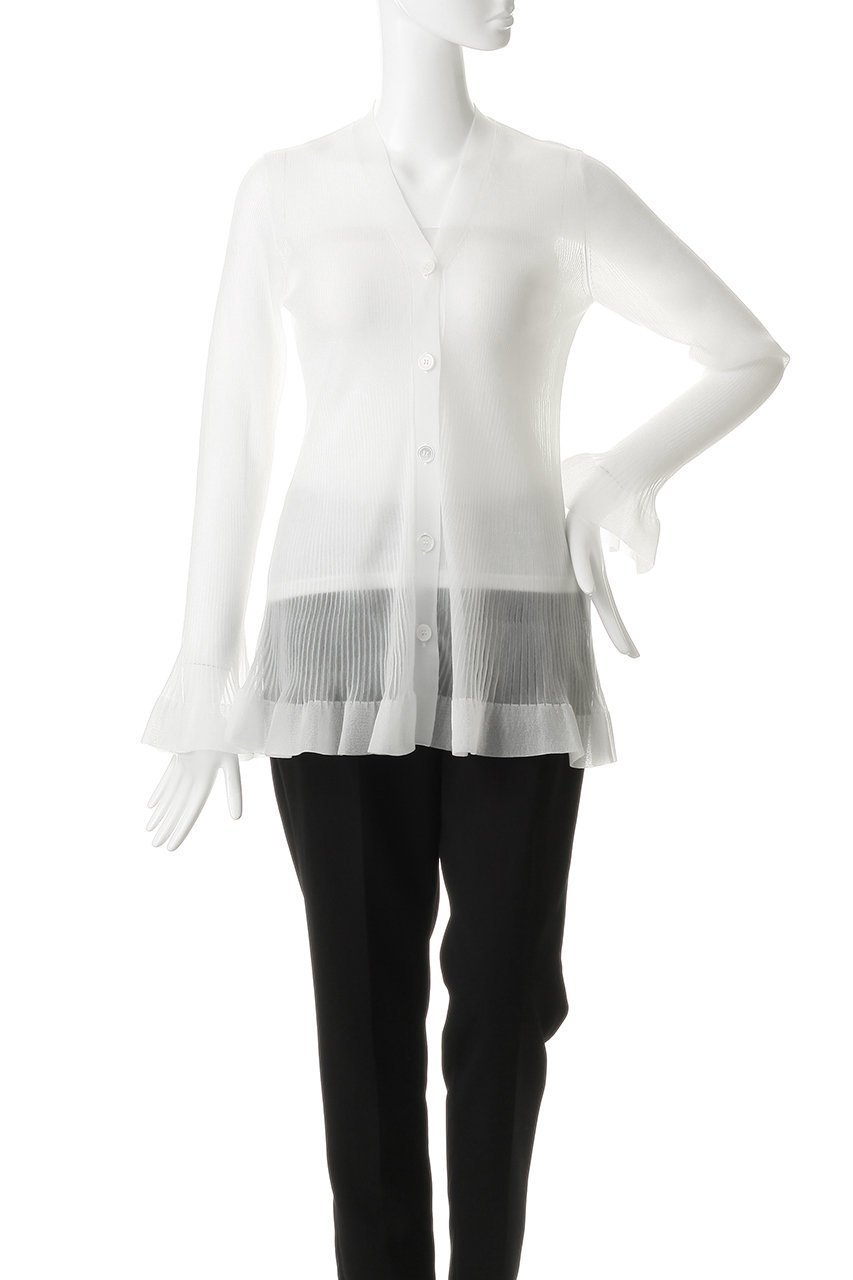 【ヴェニカ/Venica】のsheer flare pleats knit cardigan 人気、トレンドファッション・服の通販 founy(ファニー) 　ファッション　Fashion　レディースファッション　Fashion for Women　トップス・カットソー　Cut & Sew Tops　ニット　Knit Tops & Sweaters　カーディガン・羽織り　Layered Style Cardigans　カーディガン　Cardigan, Knitwear　シアー　Sheer, See-Through　パーティ　Party, Party Style　フィット　Fit, Slim Fit　フェミニン　Feminine, Girly　フリル　Frill, Ruffle　フレア　Flare, Flared　プリーツ　Pleats, Pleated　新作・新入荷　New Arrivals / New In　other-2|ID: prp329100004915622 ipo3291000000036844767