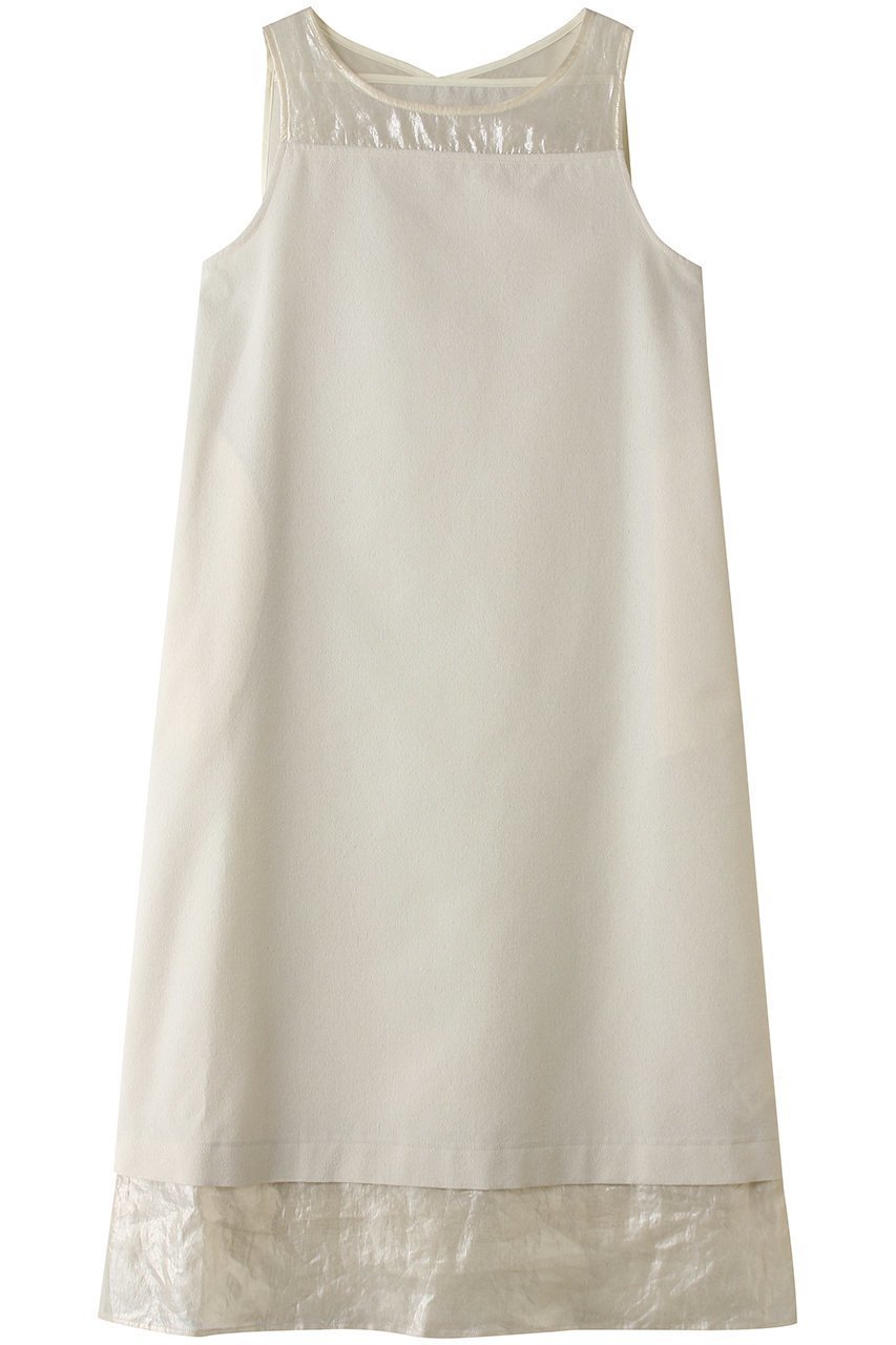【ミディウミソリッド/MIDIUMISOLID】のn/slv OP with foil print organdy ワンピース 人気、トレンドファッション・服の通販 founy(ファニー) 　ファッション　Fashion　レディースファッション　Fashion for Women　ワンピース　Dresses　チュニック　Tunic Tops & Dresses　シアー　Sheer, See-Through　シンプル　Simple, Minimal　チュニック　Tunic, Long Top　デコルテ　Décolleté, Neckline　ドッキング　Docking, Mixed Material　ノースリーブ　Sleeveless, No-Sleeve　パーティ　Party, Party Style　プリント　Print, Printed Pattern　ロング　Long, Long-Length　新作・新入荷　New Arrivals / New In　 other-1|ID: prp329100004916893 ipo3291000000036862623