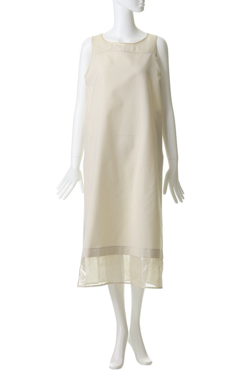 【ミディウミソリッド/MIDIUMISOLID】のn/slv OP with foil print organdy ワンピース 人気、トレンドファッション・服の通販 founy(ファニー) 　ファッション　Fashion　レディースファッション　Fashion for Women　ワンピース　Dresses　チュニック　Tunic Tops & Dresses　シアー　Sheer, See-Through　シンプル　Simple, Minimal　チュニック　Tunic, Long Top　デコルテ　Décolleté, Neckline　ドッキング　Docking, Mixed Material　ノースリーブ　Sleeveless, No-Sleeve　パーティ　Party, Party Style　プリント　Print, Printed Pattern　ロング　Long, Long-Length　新作・新入荷　New Arrivals / New In　other-2|ID: prp329100004916893 ipo3291000000036862626