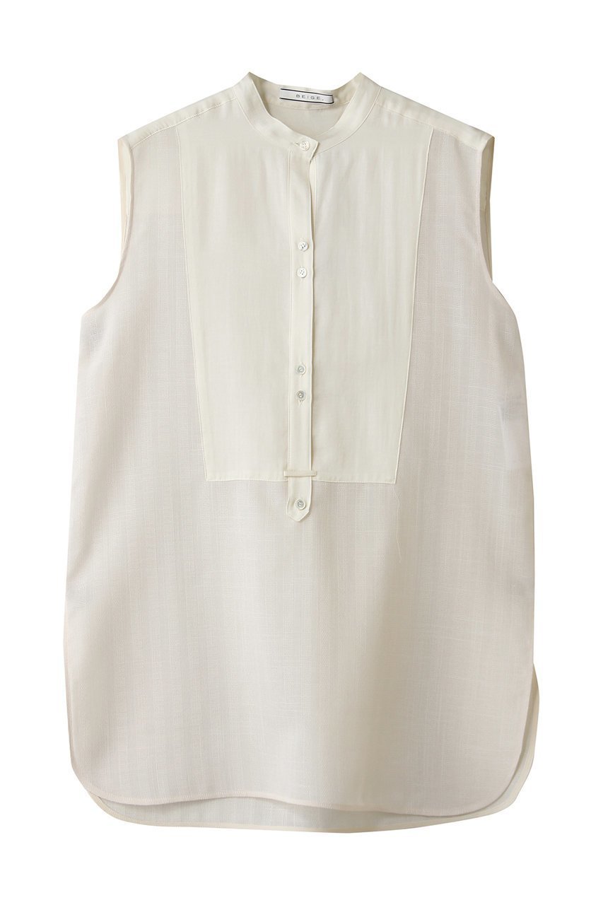 【ベイジ,/BEIGE,】のGOSHE(ゴシェ)/サテン切替 シアースタンドブラウス インテリア・キッズ・メンズ・レディースファッション・服の通販 founy(ファニー) ファッション Fashion レディースファッション Fashion for Women トップス・カットソー Cut & Sew Tops キャミソール&ノースリーブ Camisoles & Sleeveless Tops シャツ・ブラウス・オフィスカジュアル Elegant Blouses & Button-Ups サテン Satin, Glossy Fabric シアー Sheer, See-Through ノースリーブ Sleeveless, No-Sleeve リネン Linen, Linen Fabric 切替 Switching, Contrast Panel 新作・新入荷 New Arrivals / New In Ecru|ID: prp329100004916896 ipo3291000000036862648