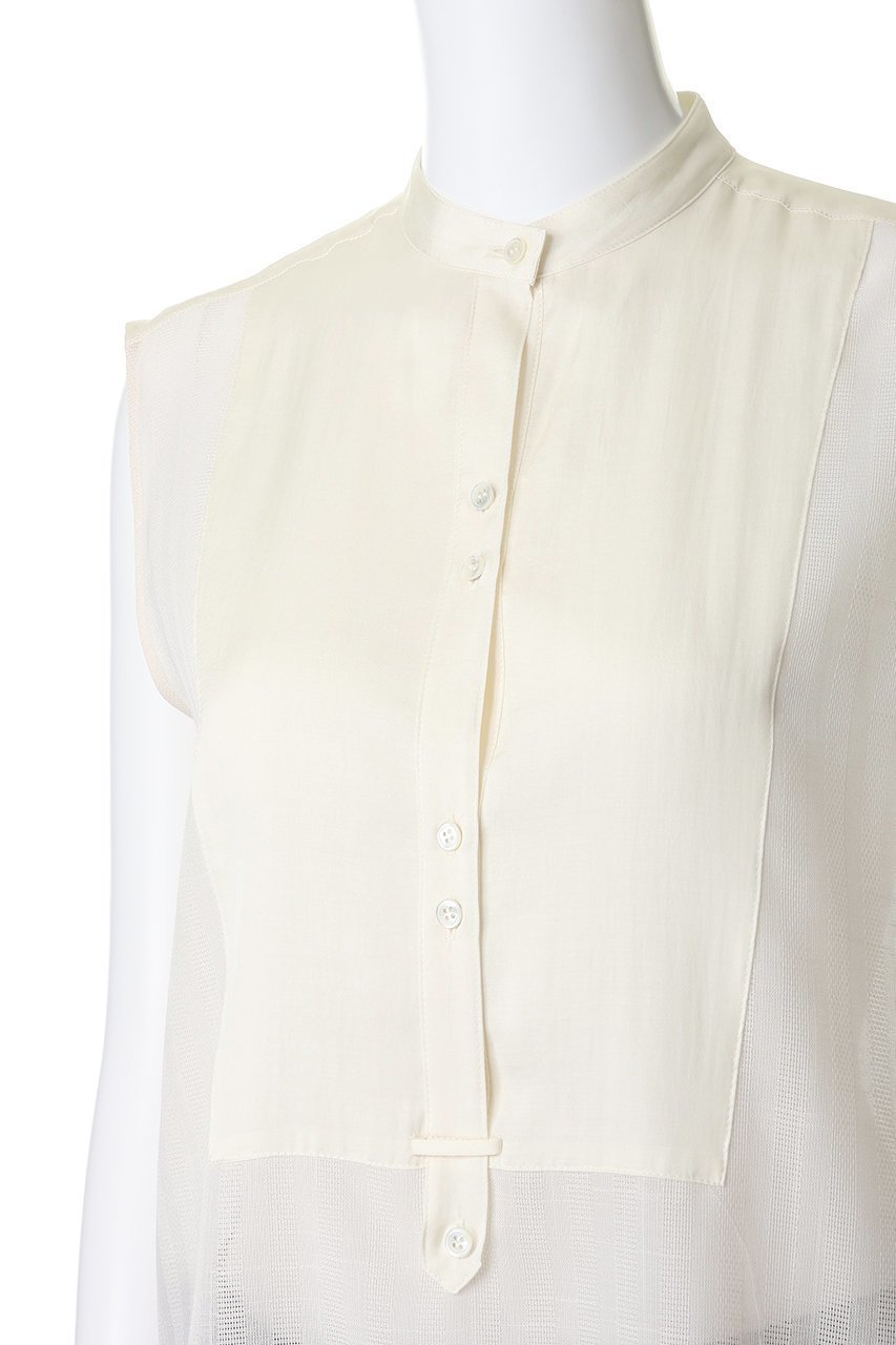 【ベイジ,/BEIGE,】のGOSHE(ゴシェ)/サテン切替 シアースタンドブラウス 人気、トレンドファッション・服の通販 founy(ファニー) ファッション Fashion レディースファッション Fashion for Women トップス・カットソー Cut & Sew Tops キャミソール&ノースリーブ Camisoles & Sleeveless Tops シャツ・ブラウス・オフィスカジュアル Elegant Blouses & Button-Ups サテン Satin, Glossy Fabric シアー Sheer, See-Through ノースリーブ Sleeveless, No-Sleeve リネン Linen, Linen Fabric 切替 Switching, Contrast Panel 新作・新入荷 New Arrivals / New In other-5|ID: prp329100004916896 ipo3291000000036862653