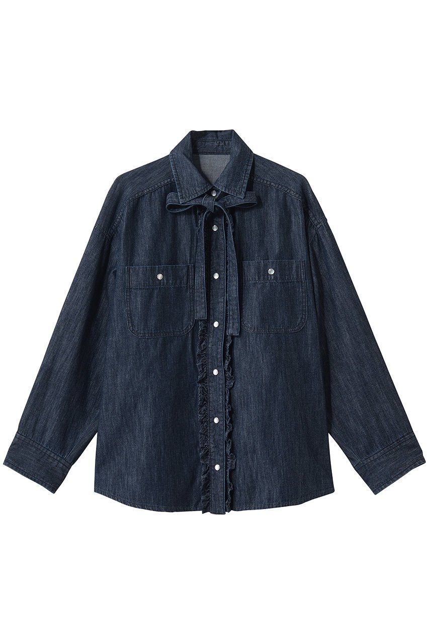 【ミュベール/MUVEIL】のデニムブラウス インテリア・キッズ・メンズ・レディースファッション・服の通販 founy(ファニー) ファッション Fashion レディースファッション Fashion for Women トップス・カットソー Cut & Sew Tops シャツ・ブラウス・オフィスカジュアル Elegant Blouses & Button-Ups エレガント 上品 Elegant ギャザー Gathered, Ruffled スリーブ Sleeve, Long Sleeve / Short Sleeve デニム Denim, Jeans Material ロング Long, Long-Length 新作・新入荷 New Arrivals / New In ネイビー|ID: prp329100004916900 ipo3291000000036862682