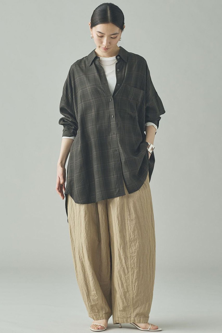 【カレンソロジー/Curensology】のセルロースローンチェックシャツ 人気、トレンドファッション・服の通販 founy(ファニー) 　ファッション　Fashion　レディースファッション　Fashion for Women　トップス・カットソー　Cut & Sew Tops　シャツ・ブラウス・オフィスカジュアル　Elegant Blouses & Button-Ups　とろみ　Fluid, Flowy Fabric　インナー　Innerwear　カーゴパンツ　Cargo Pants, Utility Pants　ジャケット　Jacket, Outerwear　スリーブ　Sleeve, Long Sleeve / Short Sleeve　チェック　Check, Plaid, Tartan　トレンド　Trend, Trending Now　ドレープ　Drape, Draping Fabric　バランス　Balance, Style Balance　ビッグ　Big, Oversized　ボトム　Bottoms, Lower Wear　ロング　Long, Long-Length　エレガント 上品　Elegant　other-5|ID: prp329100004916996 ipo3291000000036865992