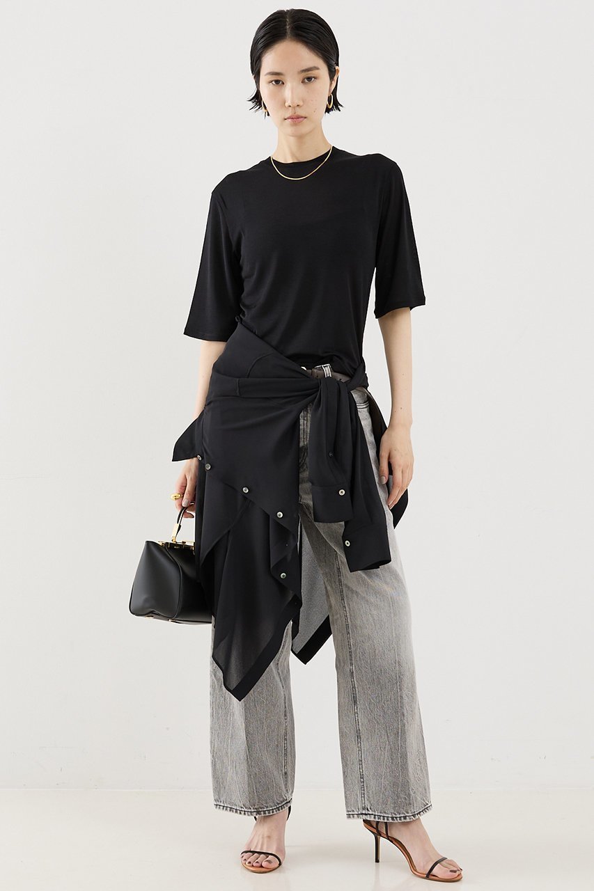 【ザ ストア バイ シー/THE STORE by C】のウォッシャブルシルクTee 人気、トレンドファッション・服の通販 founy(ファニー) 　ファッション　Fashion　レディースファッション　Fashion for Women　トップス・カットソー　Cut & Sew Tops　シャツ・ブラウス・オフィスカジュアル　Elegant Blouses & Button-Ups　ロングTシャツ・Tシャツ　Longline T-Shirts & Tees　カットソー・ベーシックTシャツ　Cut-and-Sewn Tops / Stretch Tees & Basics　エレガント 上品　Elegant　ショート　Short, Short Length　シルク　Silk, 100% Silk　スリーブ　Sleeve, Long Sleeve / Short Sleeve　センター　Center, Center Line　ドレープ　Drape, Draping Fabric　プレート　Plate, Dish　洗える　Machine Washable　other-6|ID: prp329100004917009 ipo3291000000036866497