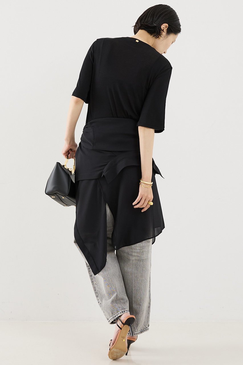 【ザ ストア バイ シー/THE STORE by C】のウォッシャブルシルクTee 人気、トレンドファッション・服の通販 founy(ファニー) 　ファッション　Fashion　レディースファッション　Fashion for Women　トップス・カットソー　Cut & Sew Tops　シャツ・ブラウス・オフィスカジュアル　Elegant Blouses & Button-Ups　ロングTシャツ・Tシャツ　Longline T-Shirts & Tees　カットソー・ベーシックTシャツ　Cut-and-Sewn Tops / Stretch Tees & Basics　エレガント 上品　Elegant　ショート　Short, Short Length　シルク　Silk, 100% Silk　スリーブ　Sleeve, Long Sleeve / Short Sleeve　センター　Center, Center Line　ドレープ　Drape, Draping Fabric　プレート　Plate, Dish　洗える　Machine Washable　other-7|ID: prp329100004917009 ipo3291000000036866498