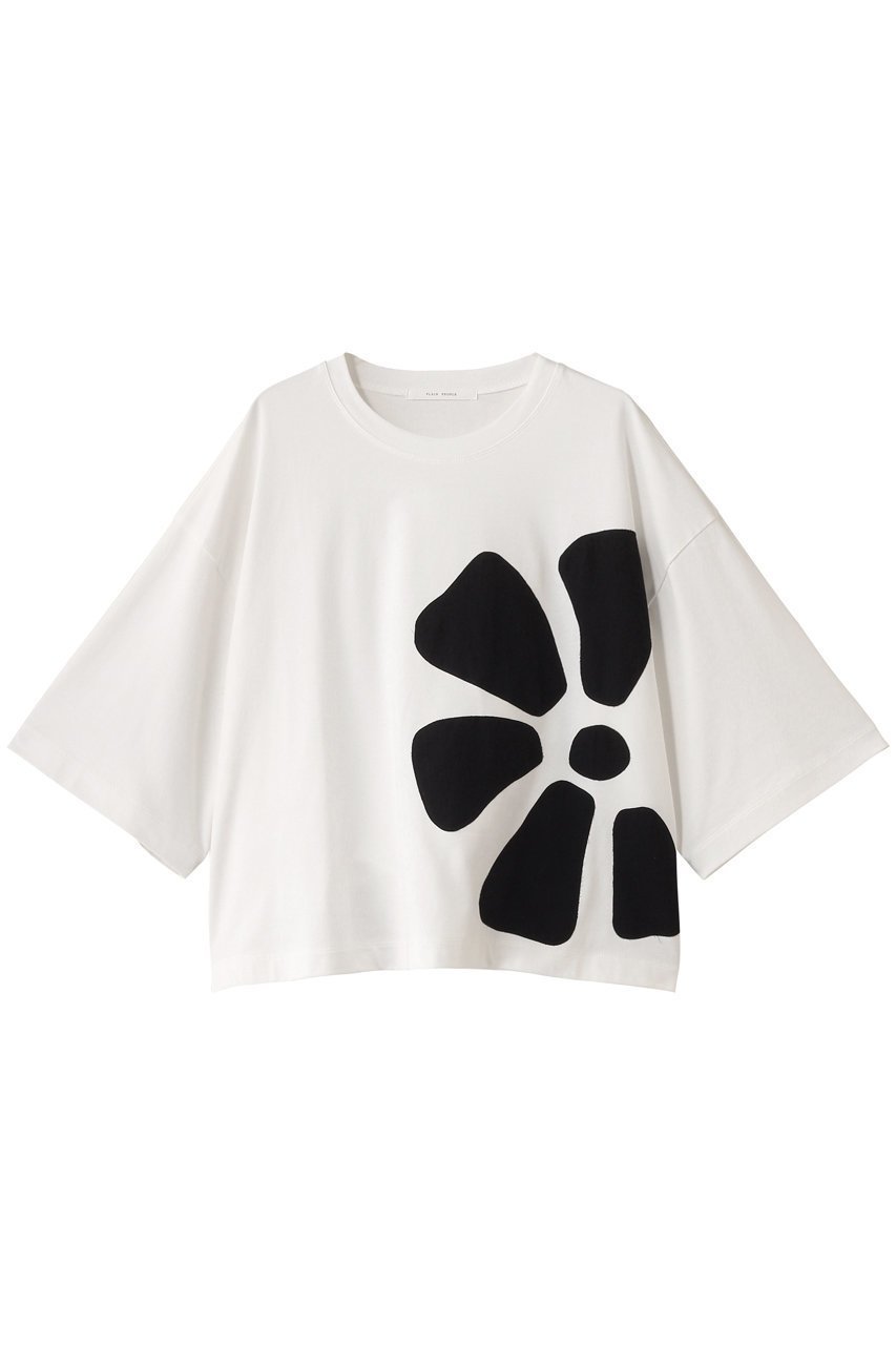 【プレインピープル/PLAIN PEOPLE】のアップリケ花モチーフTシャツ 人気、トレンドファッション・服の通販 founy(ファニー) ファッション Fashion レディースファッション Fashion for Women トップス・カットソー Cut & Sew Tops シャツ・ブラウス・オフィスカジュアル Elegant Blouses & Button-Ups ロングTシャツ・Tシャツ Longline T-Shirts & Tees カットソー・ベーシックTシャツ Cut-and-Sewn Tops / Stretch Tees & Basics アシンメトリー Asymmetrical Style ショート Short, Short Length スリーブ Sleeve, Long Sleeve / Short Sleeve フラワー Flower, Floral モチーフ Motif, Design Theme モノトーン Monotone, Black and White other-1|ID: prp329100004917013 ipo3291000000036866625