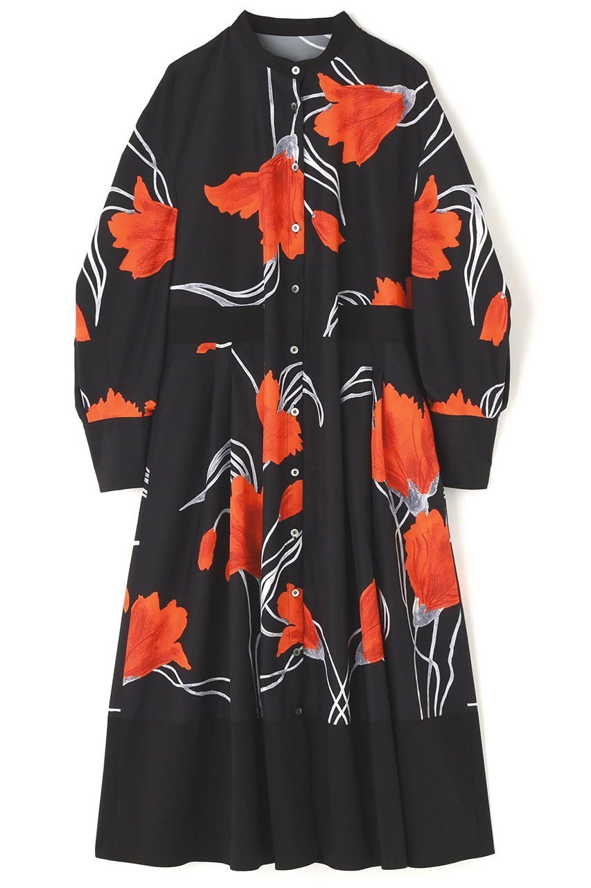 【アドーア/ADORE】のドローイングフラワープリントワンピース 人気、トレンドファッション・服の通販 founy(ファニー) 　ファッション　Fashion　レディースファッション　Fashion for Women　ワンピース　Dresses　チュニック　Tunic Tops & Dresses　タフタ　Taffeta, Structured Fabric　チュニック　Tunic, Long Top　フラワー　Flower, Floral　プリント　Print, Printed Pattern　ロング　Long, Long-Length　無地　Plain, Solid Color　 other-1|ID: prp329100004917103 ipo3291000000036868394