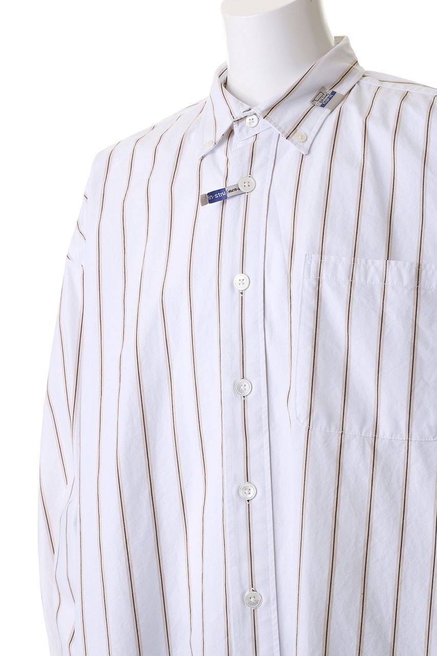 【メゾン ミハラヤスヒロ/Maison MIHARA YASUHIRO / MEN】の【MEN】【in-stru(men-tal).】COTTON HIGH DENSITY ストライプ ロングスリーブ シャツ 人気、トレンドファッション・服の通販 founy(ファニー) 　ファッション　Fashion　メンズファッション　Fashion for Men　ストライプ　Stripe, Striped Pattern　スリーブ　Sleeve, Long Sleeve / Short Sleeve　ボトム　Bottoms, Lower Wear　ロング　Long, Long-Length　ワイド　Wide, Wide Fit　other-5|ID: prp329100004917145 ipo3291000000036869321