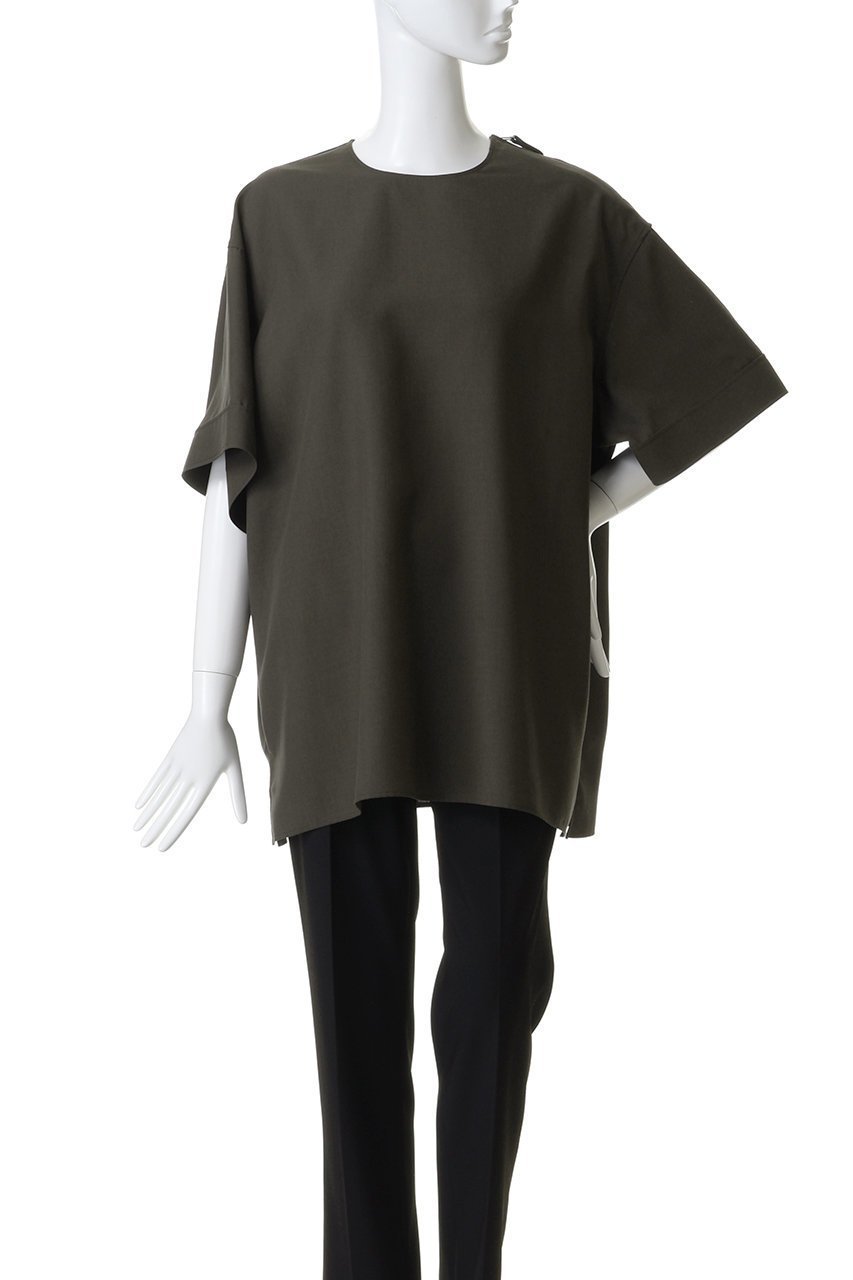 【ザ リラクス/THE RERACS】のショートスリーブサイドジッププルオーバーシャツ 人気、トレンドファッション・服の通販 founy(ファニー) 　ファッション　Fashion　レディースファッション　Fashion for Women　トップス・カットソー　Cut & Sew Tops　シャツ・ブラウス・オフィスカジュアル　Elegant Blouses & Button-Ups　カジュアルプルオーバー・ニットトップス　Pullovers & Knit Tops / Casual Pullovers　ショルダー　Shoulder, Shoulder Strap　ショート　Short, Short Length　ジップ　Zip, Zipper　スリット　Slit, Slit Detail　スリーブ　Sleeve, Long Sleeve / Short Sleeve　モダン　Modern, Contemporary　エレガント 上品　Elegant　other-2|ID: prp329100004917161 ipo3291000000036869463