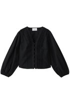 【マーレット/MERLETTE】のEVA アイレットレース Vネックボタンブラウス ブラック|ID: prp329100004917172 ipo3291000000036869812
