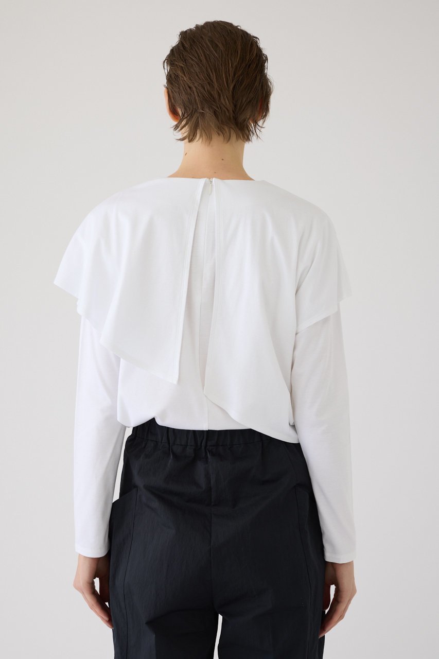 【リムアーク/RIM.ARK】のLayered gather cut tops/トップス 人気、トレンドファッション・服の通販 founy(ファニー) 　ファッション　Fashion　レディースファッション　Fashion for Women　トップス・カットソー　Cut & Sew Tops　シャツ・ブラウス・オフィスカジュアル　Elegant Blouses & Button-Ups　ロングTシャツ・Tシャツ　Longline T-Shirts & Tees　カットソー・ベーシックTシャツ　Cut-and-Sewn Tops / Stretch Tees & Basics　カットソー　Cut and Sewn Top　ギャザー　Gathered, Ruffled　シンプル　Simple, Minimal　スラックス　Slacks, Dress Pants　スリーブ　Sleeve, Long Sleeve / Short Sleeve　ドレープ　Drape, Draping Fabric　フォルム　Silhouette, Form　ロング　Long, Long-Length　エレガント 上品　Elegant　other-4|ID: prp329100004917259 ipo3291000000036871067