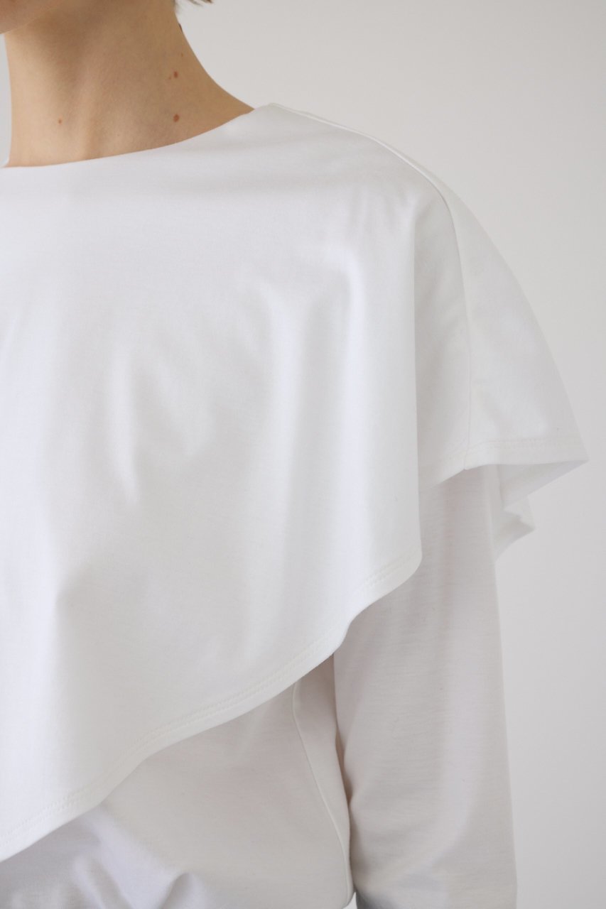 【リムアーク/RIM.ARK】のLayered gather cut tops/トップス 人気、トレンドファッション・服の通販 founy(ファニー) 　ファッション　Fashion　レディースファッション　Fashion for Women　トップス・カットソー　Cut & Sew Tops　シャツ・ブラウス・オフィスカジュアル　Elegant Blouses & Button-Ups　ロングTシャツ・Tシャツ　Longline T-Shirts & Tees　カットソー・ベーシックTシャツ　Cut-and-Sewn Tops / Stretch Tees & Basics　カットソー　Cut and Sewn Top　ギャザー　Gathered, Ruffled　シンプル　Simple, Minimal　スラックス　Slacks, Dress Pants　スリーブ　Sleeve, Long Sleeve / Short Sleeve　ドレープ　Drape, Draping Fabric　フォルム　Silhouette, Form　ロング　Long, Long-Length　エレガント 上品　Elegant　other-7|ID: prp329100004917259 ipo3291000000036871074