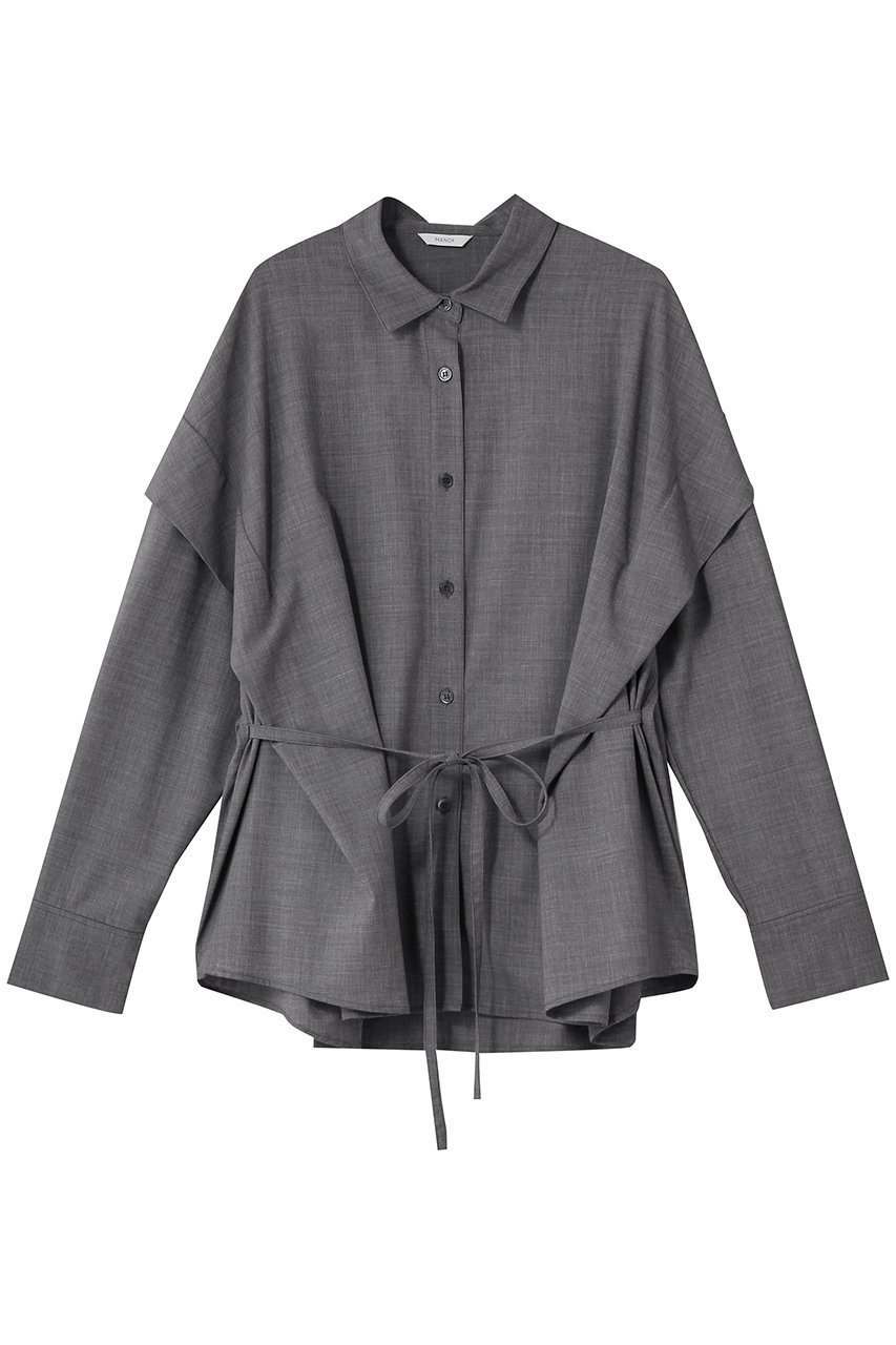 【マノフ/MANOF】のSHOULDER TUCK SHIRTSトップス インテリア・キッズ・メンズ・レディースファッション・服の通販 founy(ファニー) ファッション Fashion レディースファッション Fashion for Women トップス・カットソー Cut & Sew Tops シャツ・ブラウス・オフィスカジュアル Elegant Blouses & Button-Ups シアー Sheer, See-Through スリーブ Sleeve, Long Sleeve / Short Sleeve ロング Long, Long-Length GRAY|ID: prp329100004917306 ipo3291000000036871716